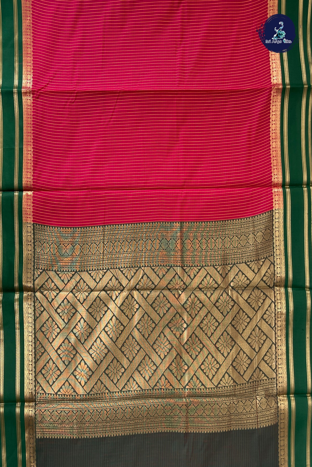 Rani Pink Madisar Semi Silk Cotton Saree With Checked Pattern
