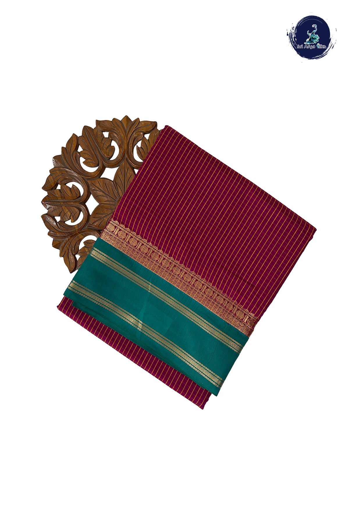 Pinkish Maroon Madisar Semi Silk Cotton Saree With Checked Pattern