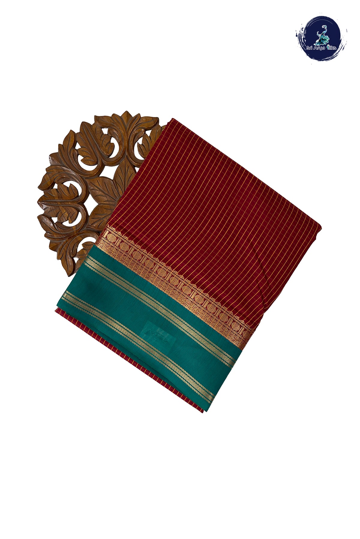 Maroon Madisar Semi Silk Cotton Saree With Checked Pattern