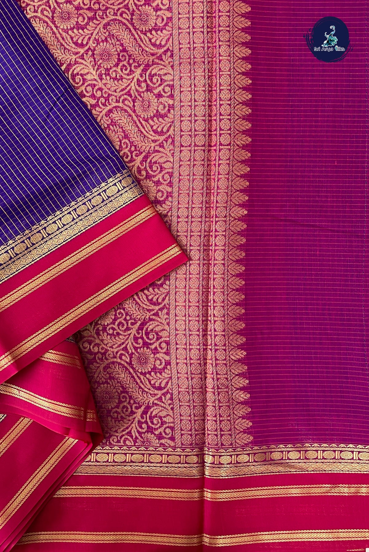 Violet Madisar Semi Silk Cotton Saree With Checked Pattern