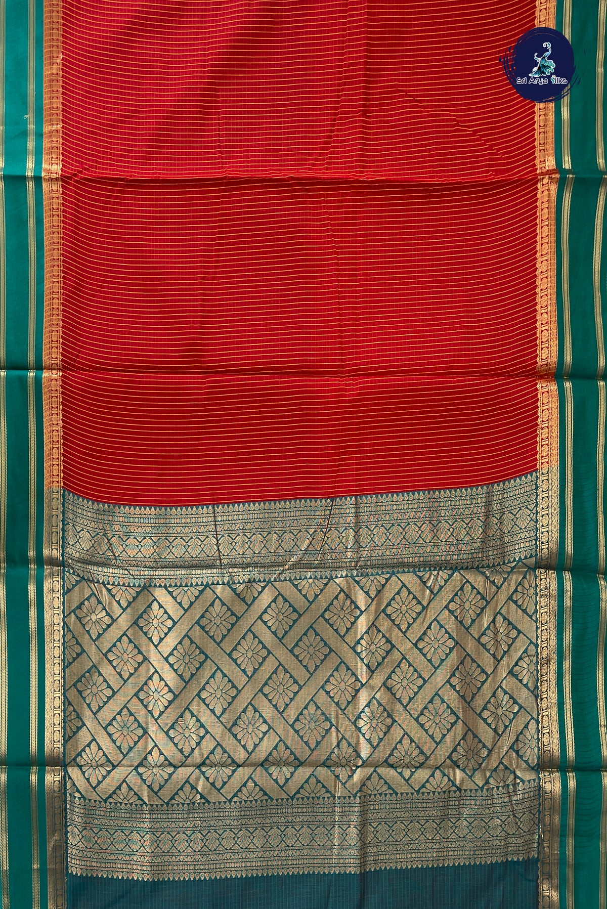 Dark Pink Madisar Semi Silk Cotton Saree With Checked Pattern