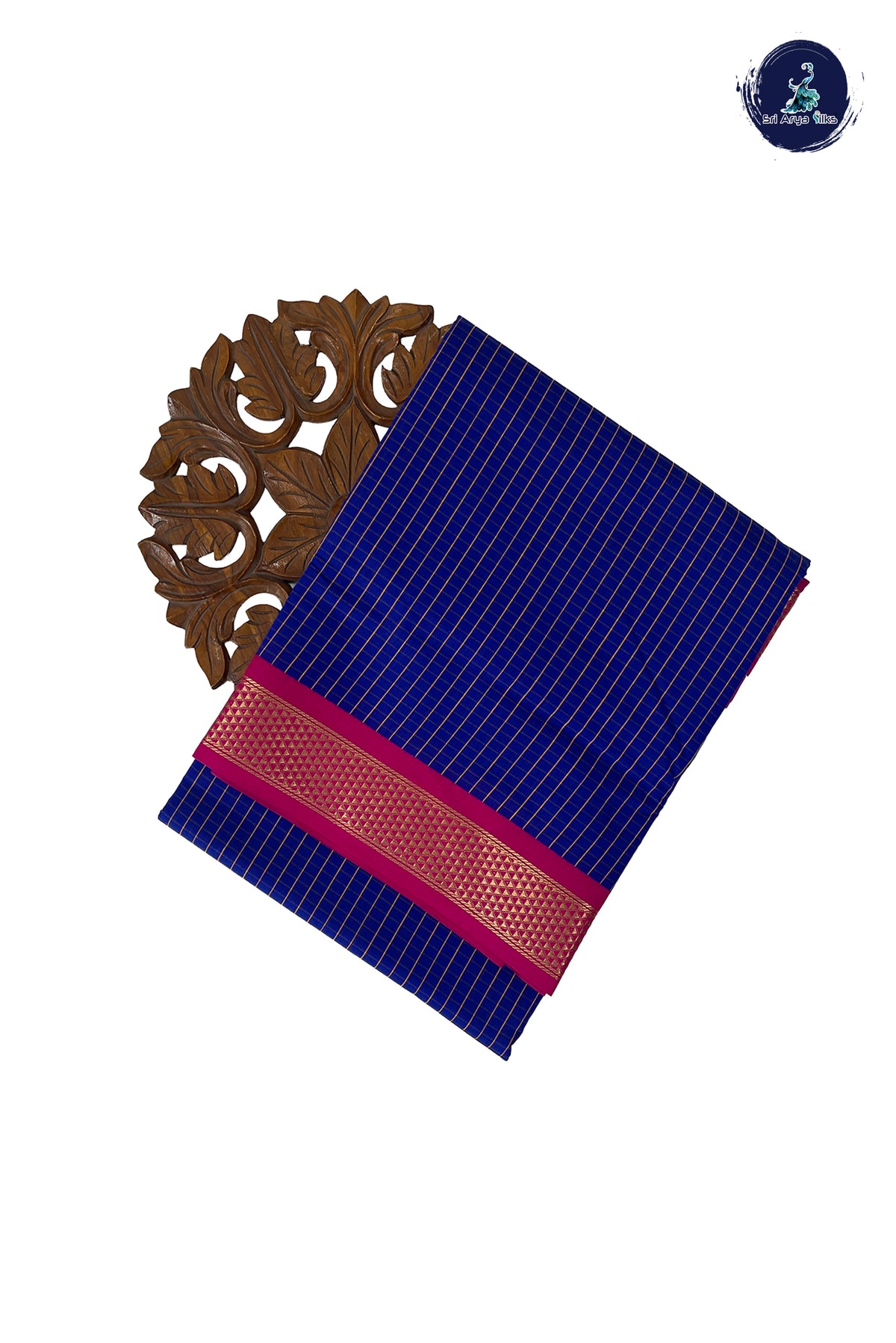 Blue Madisar Semi Silk Cotton Saree With Checked Pattern