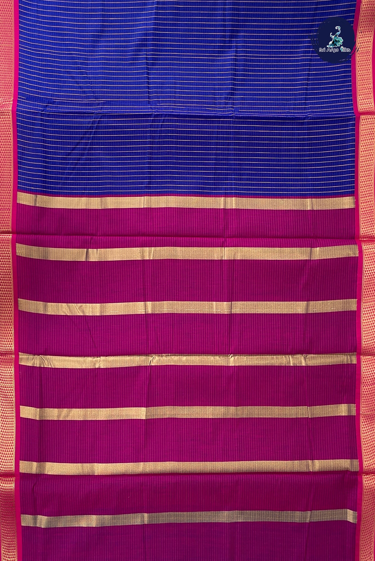 Blue Madisar Semi Silk Cotton Saree With Checked Pattern