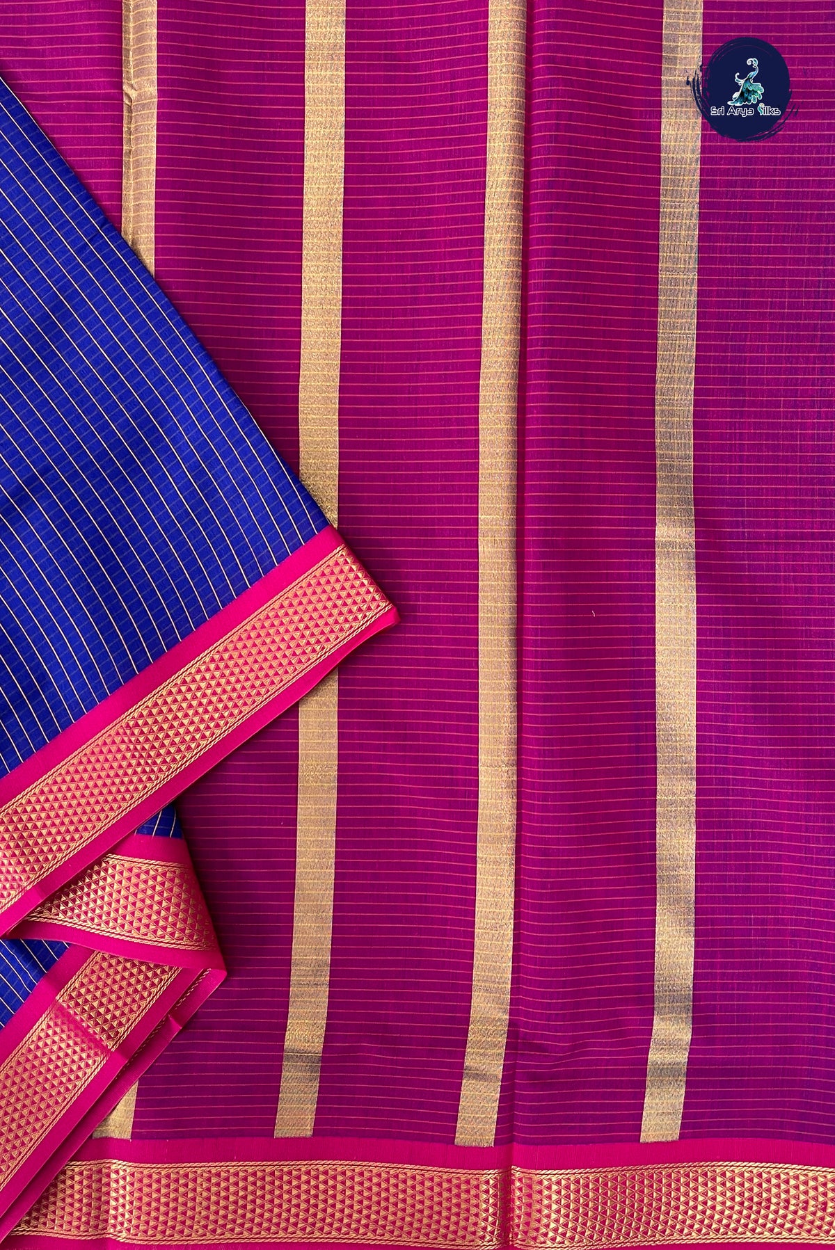 Blue Madisar Semi Silk Cotton Saree With Checked Pattern