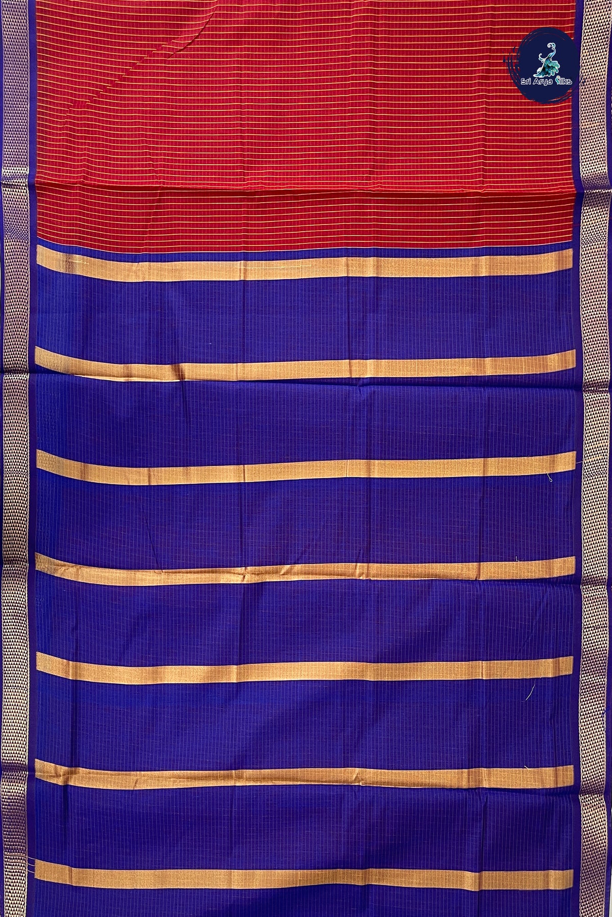 Maroon Madisar Semi Silk Cotton Saree With Checked Pattern