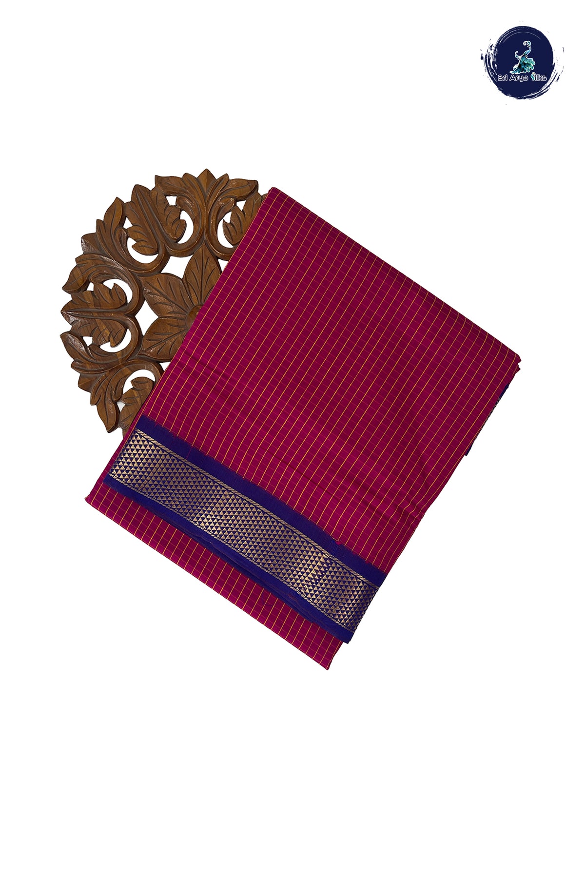 Magenta Madisar Semi Silk Cotton Saree With Checked Pattern