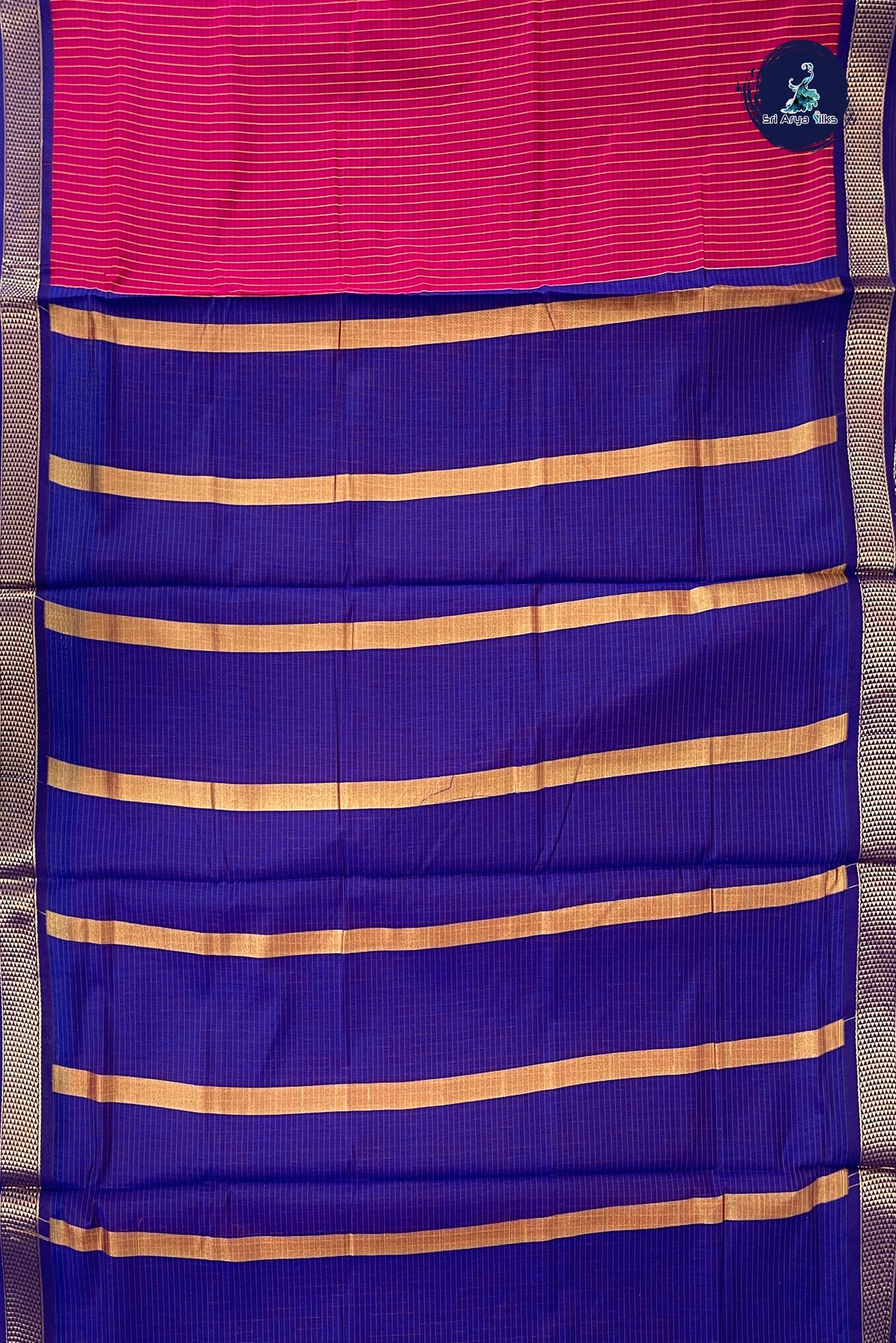 Magenta Madisar Semi Silk Cotton Saree With Checked Pattern