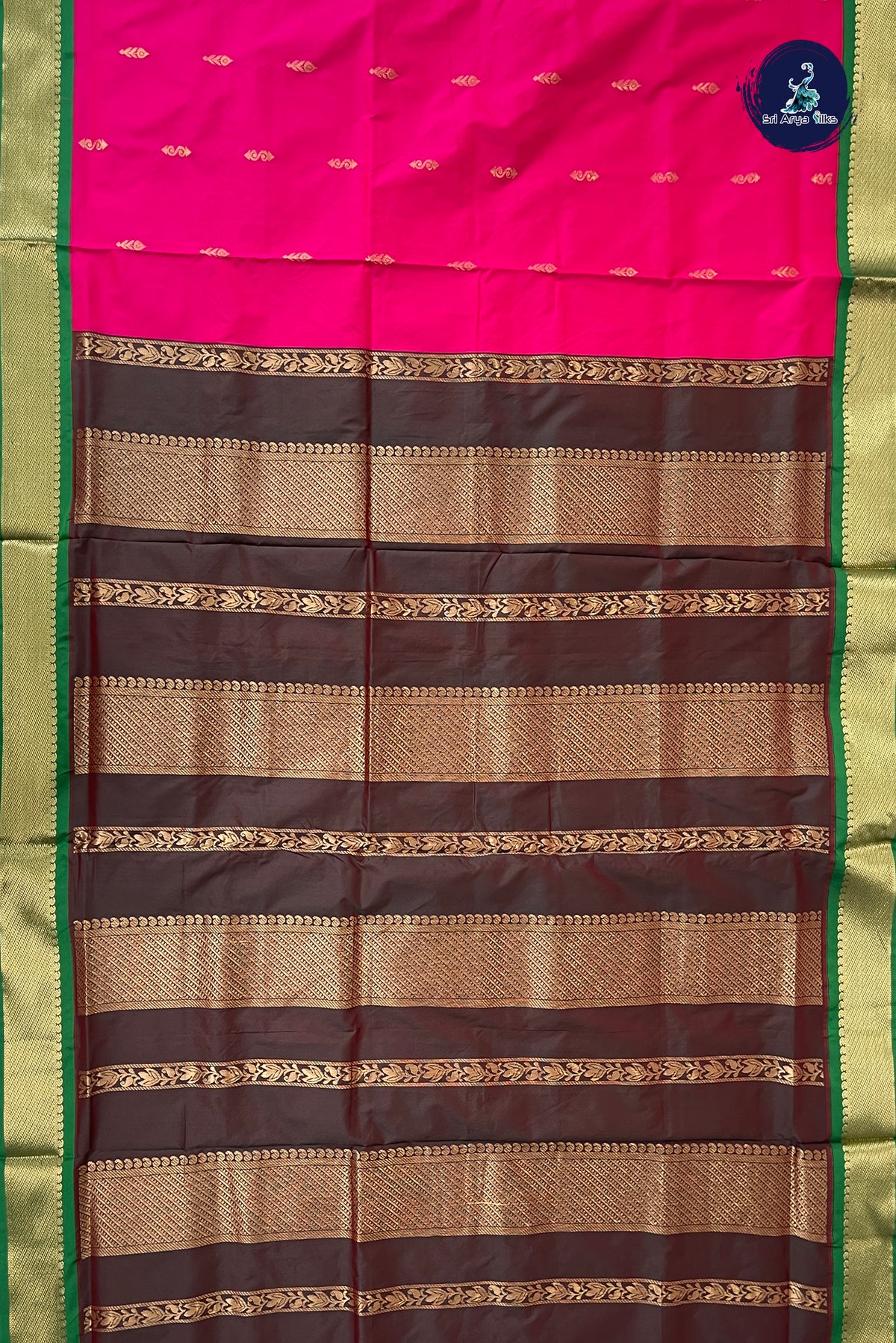 Dark Pink Madisar Semi Silk Saree With Zari Buttas Pattern