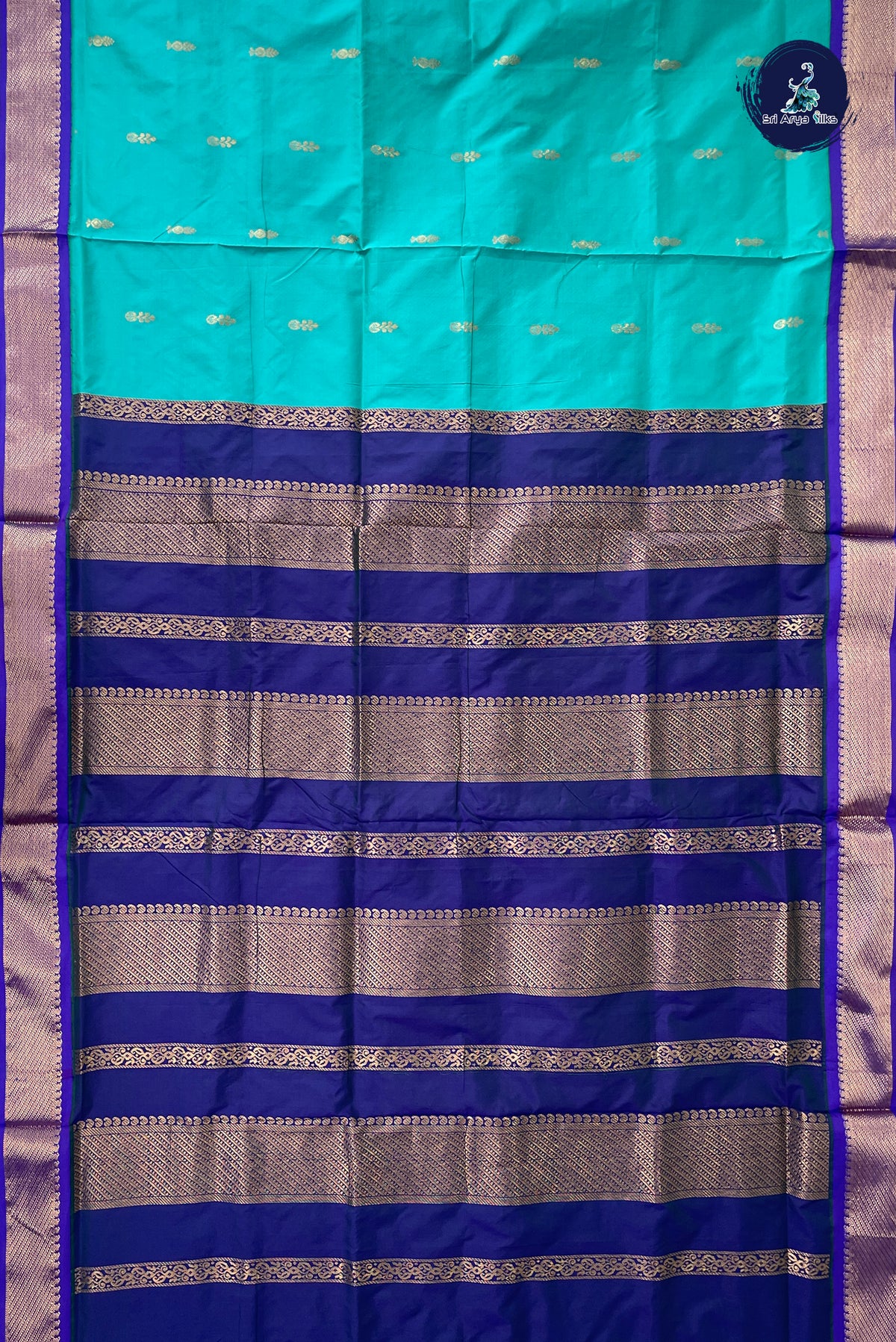 Light Blue Madisar Semi Silk Saree With Zari Buttas Pattern