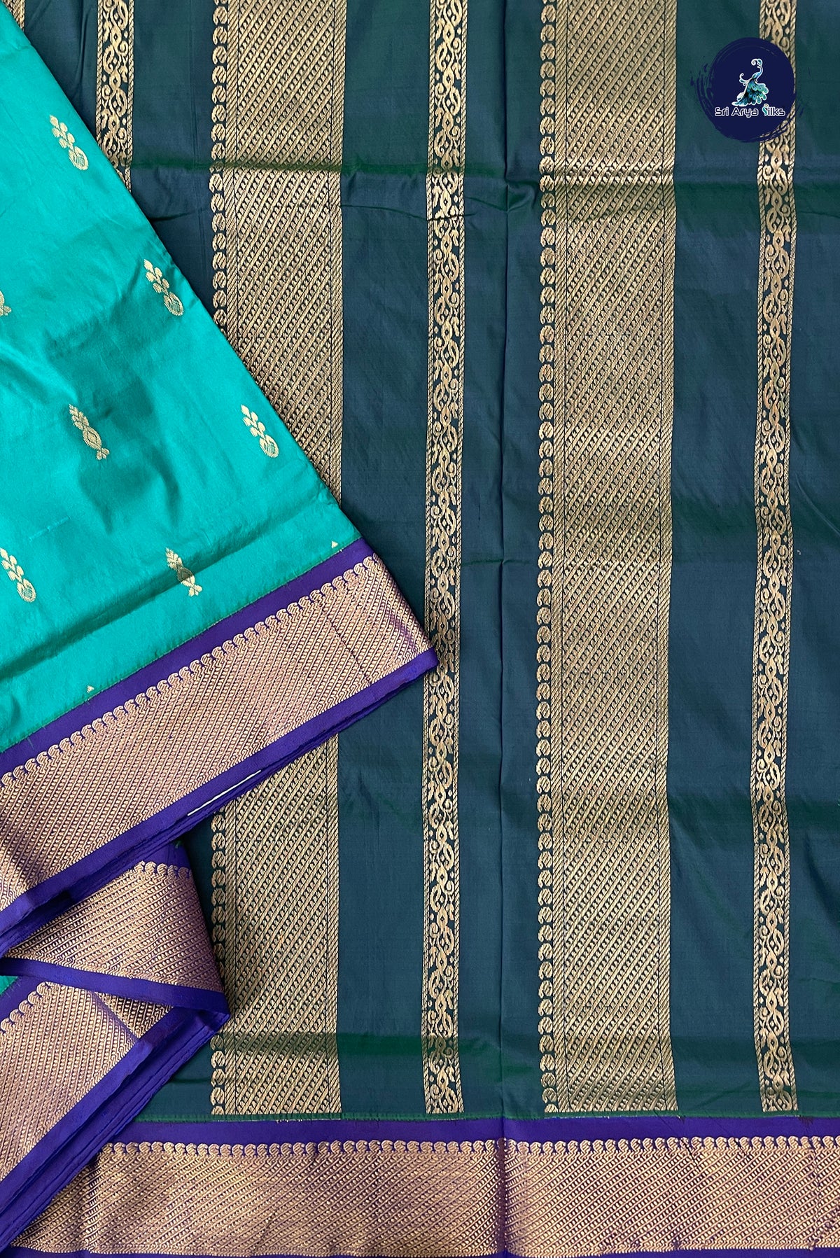 Green Madisar Semi Silk Saree With Zari Buttas Pattern