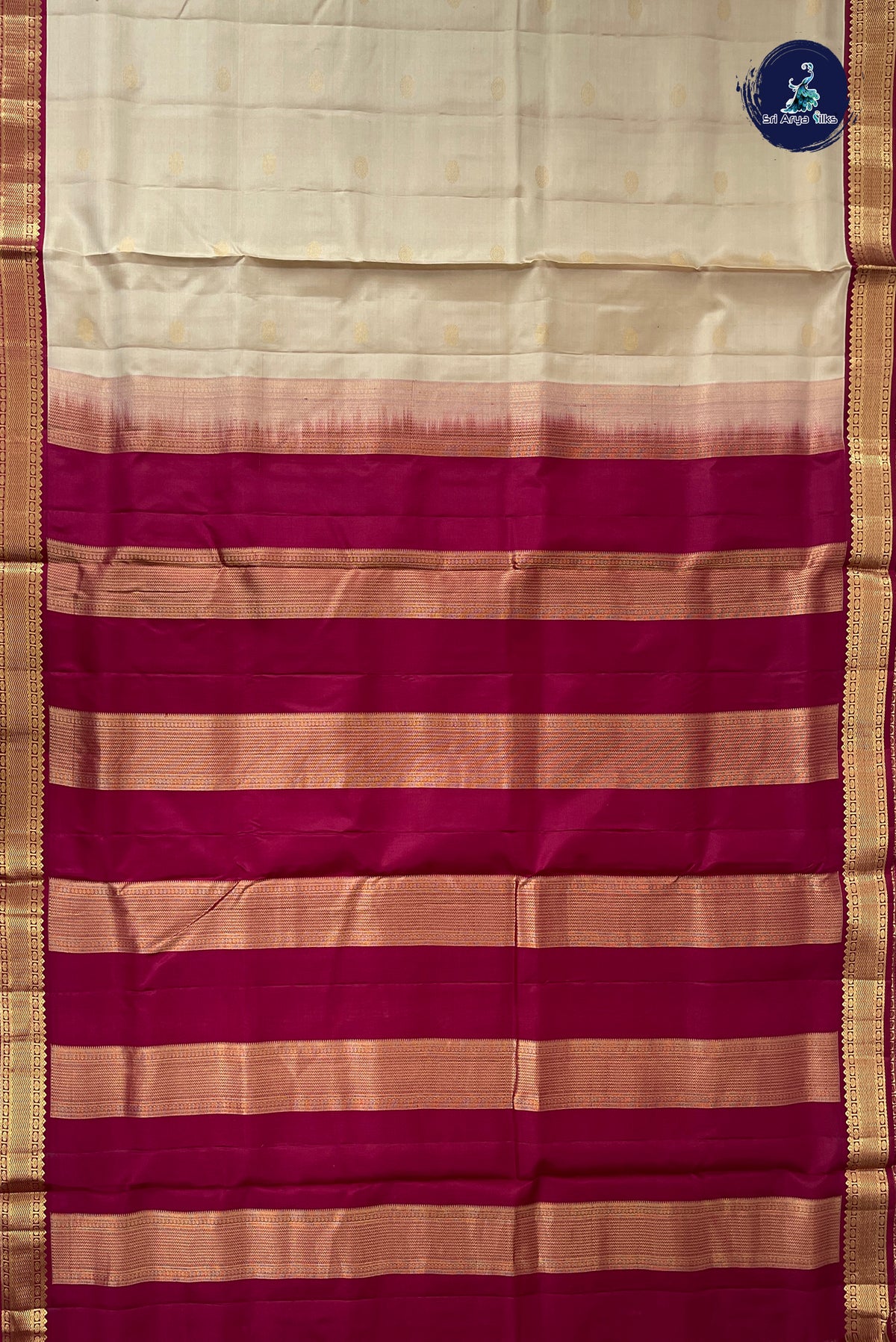Off White Madisar 10 Yards Silk Saree With Zari Buttas Pattern