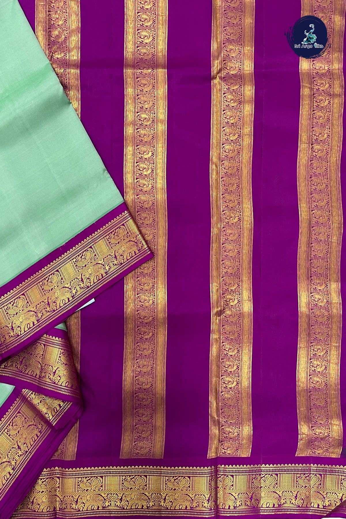 Pastel Shade Madisar 10 Yards Silk Saree With Plain Pattern