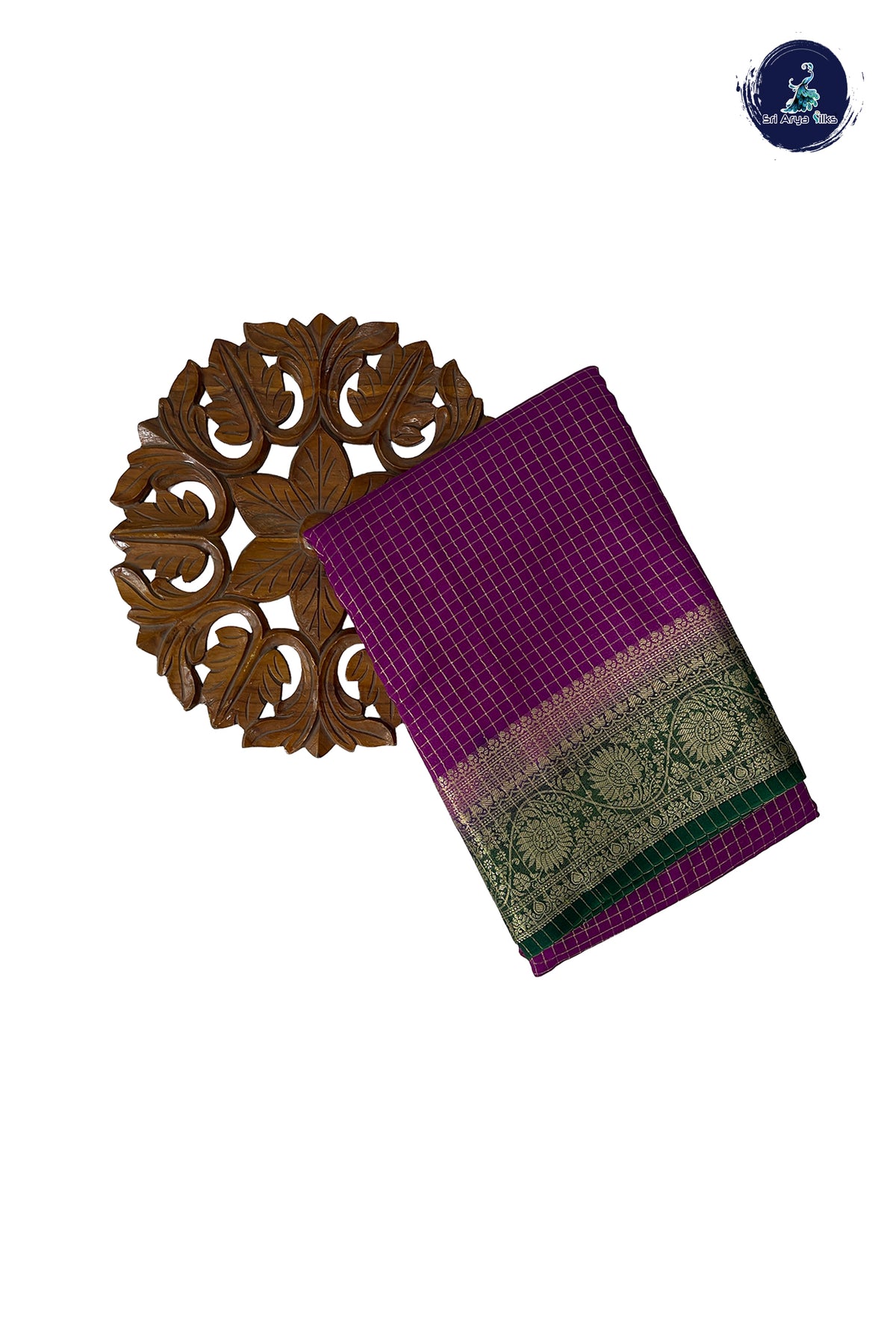 Purple Madisar Semi Silk Saree With Zari Checked Pattern