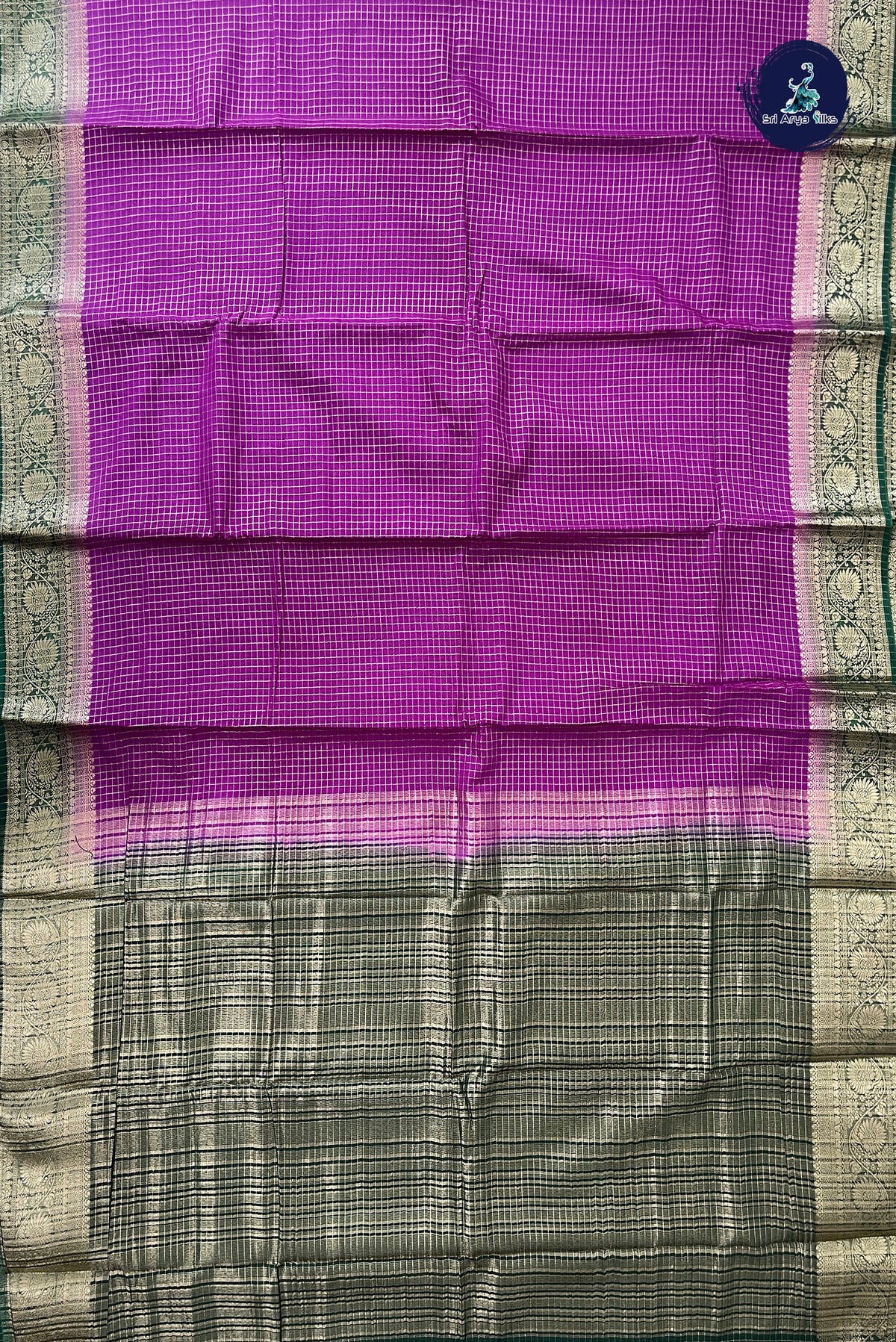 Purple Madisar Semi Silk Saree With Zari Checked Pattern