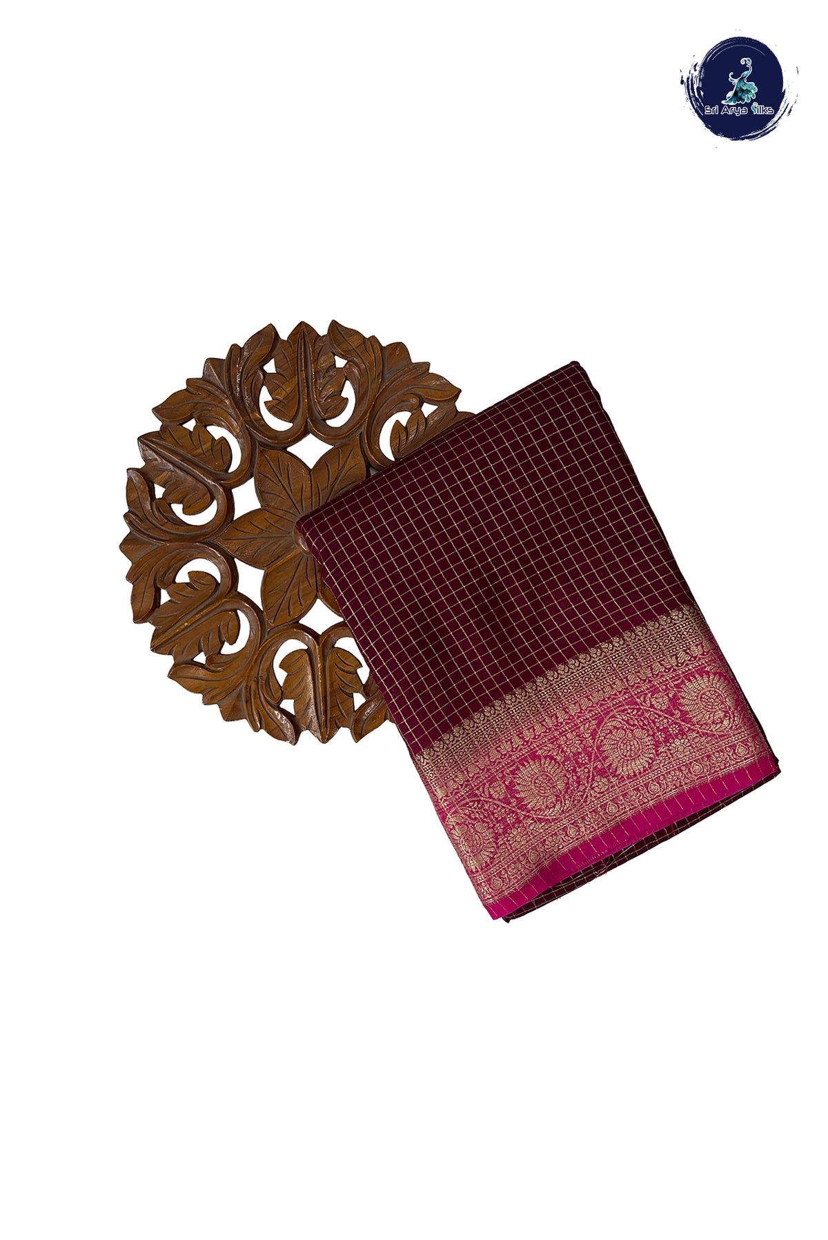 Brown Madisar Semi Silk Saree With Zari Checked Pattern