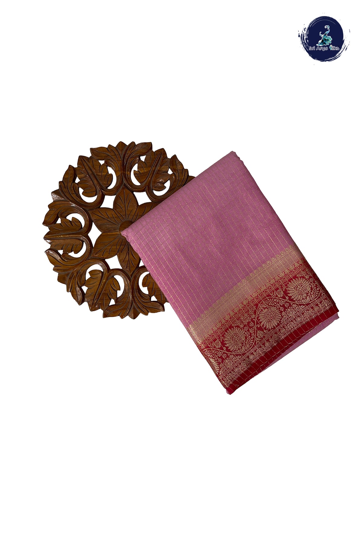 Light Pink Madisar Semi Silk Saree With Zari Checked Pattern