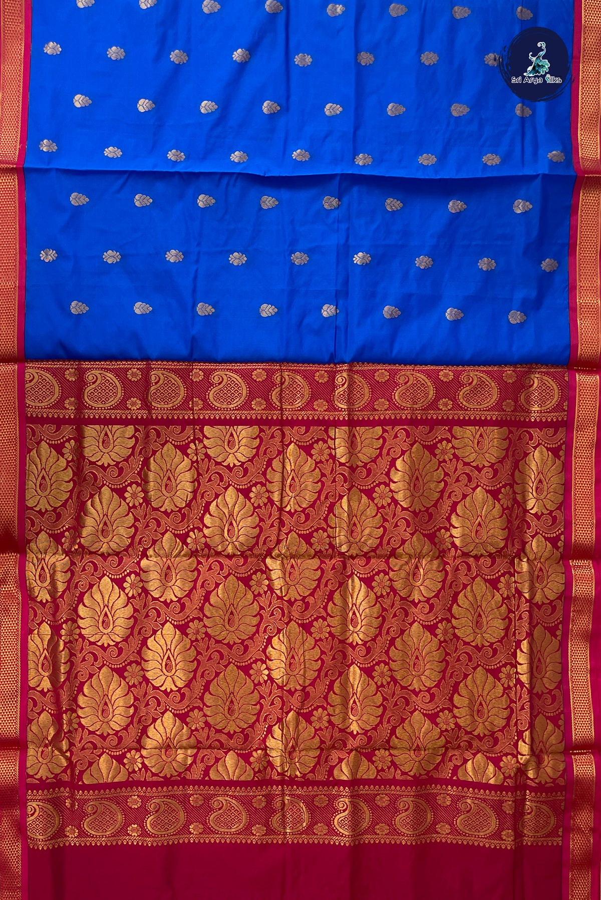Blue Madisar Semi Silk Saree With Zari Buttas Pattern