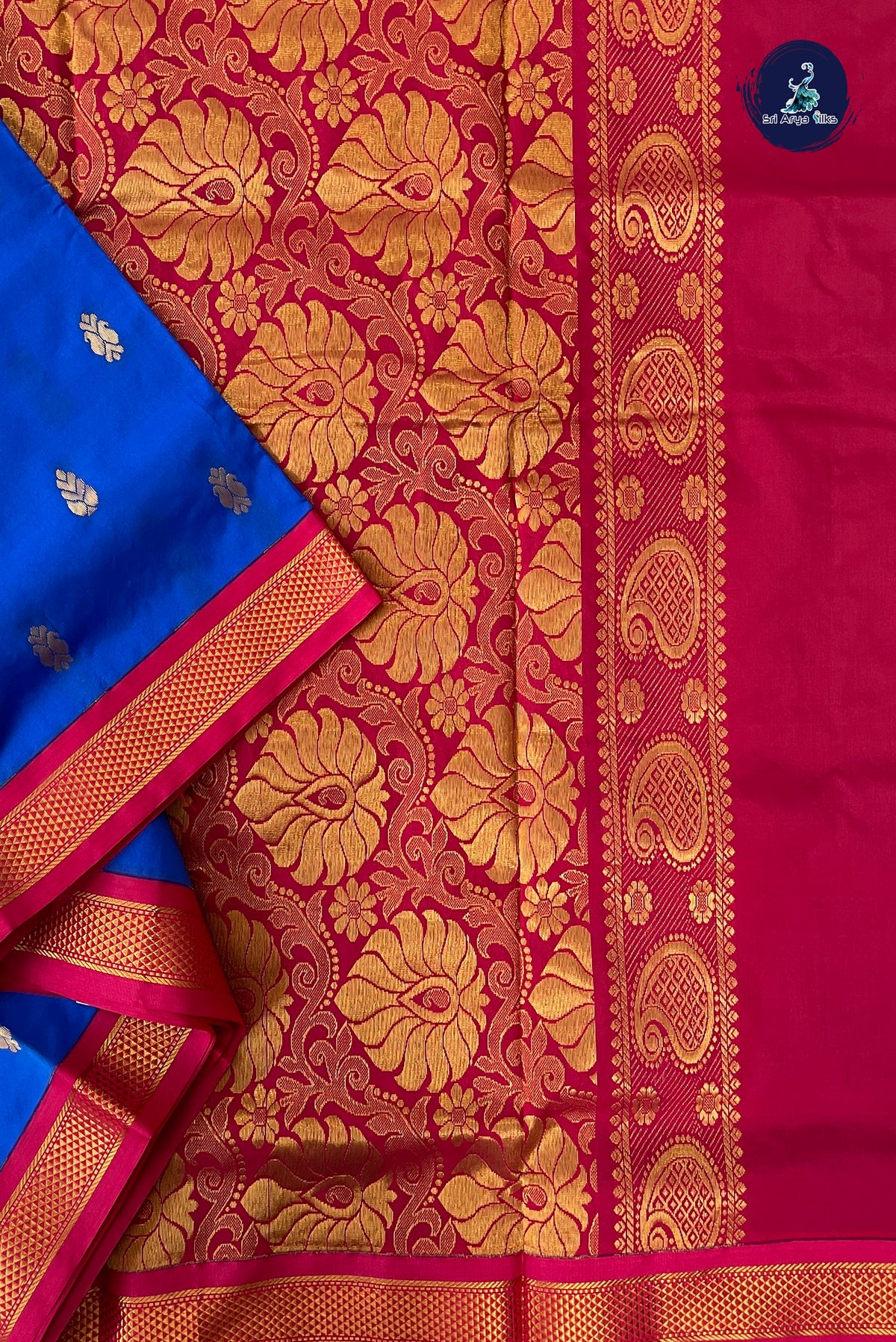 Blue Madisar Semi Silk Saree With Zari Buttas Pattern