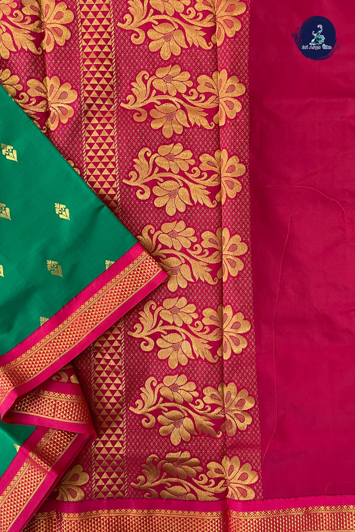 Green Madisar Semi Silk Saree With Zari Buttas Pattern