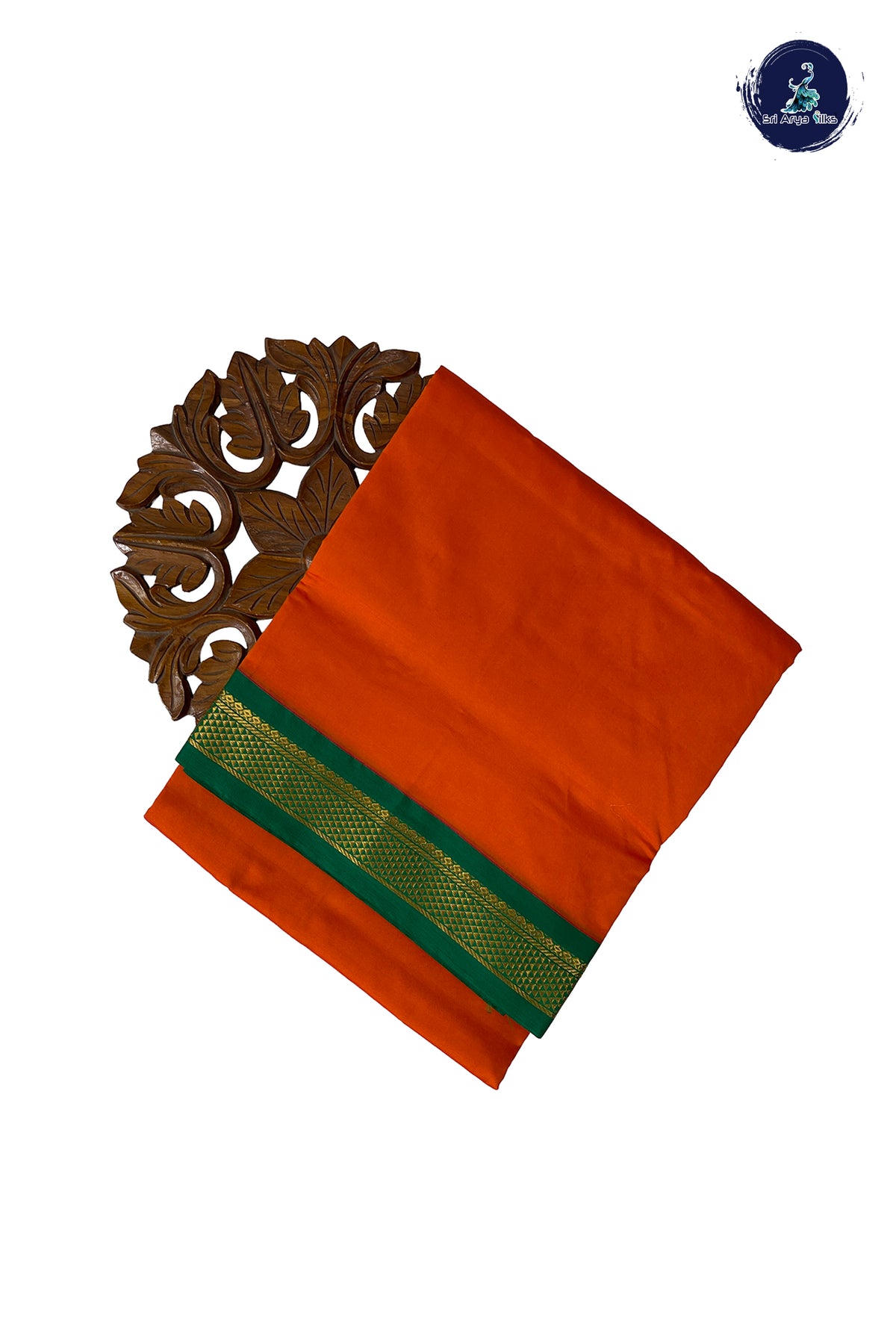 Orange Madisar Semi Silk Saree With Plain Pattern