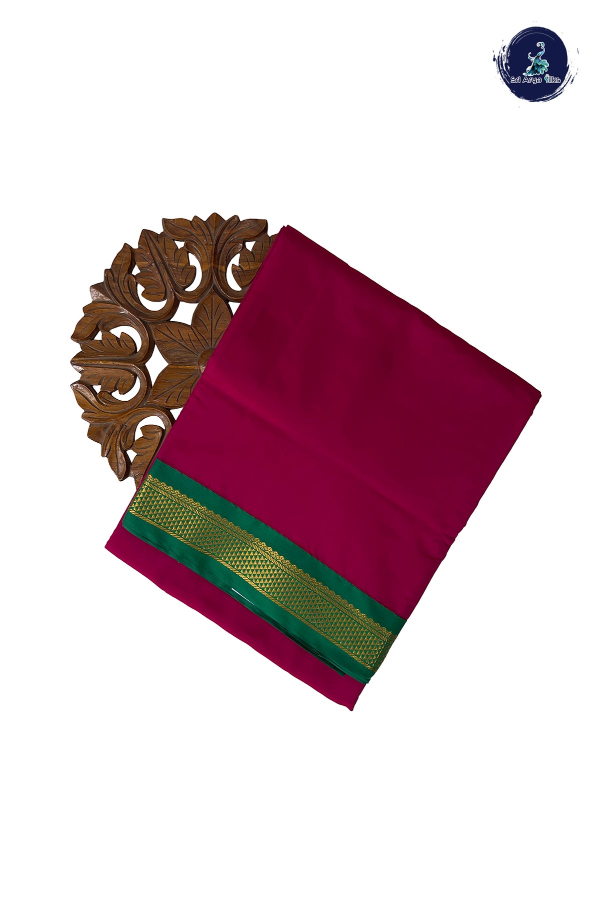 Dark Pink Madisar Semi Silk Saree With Plain Pattern