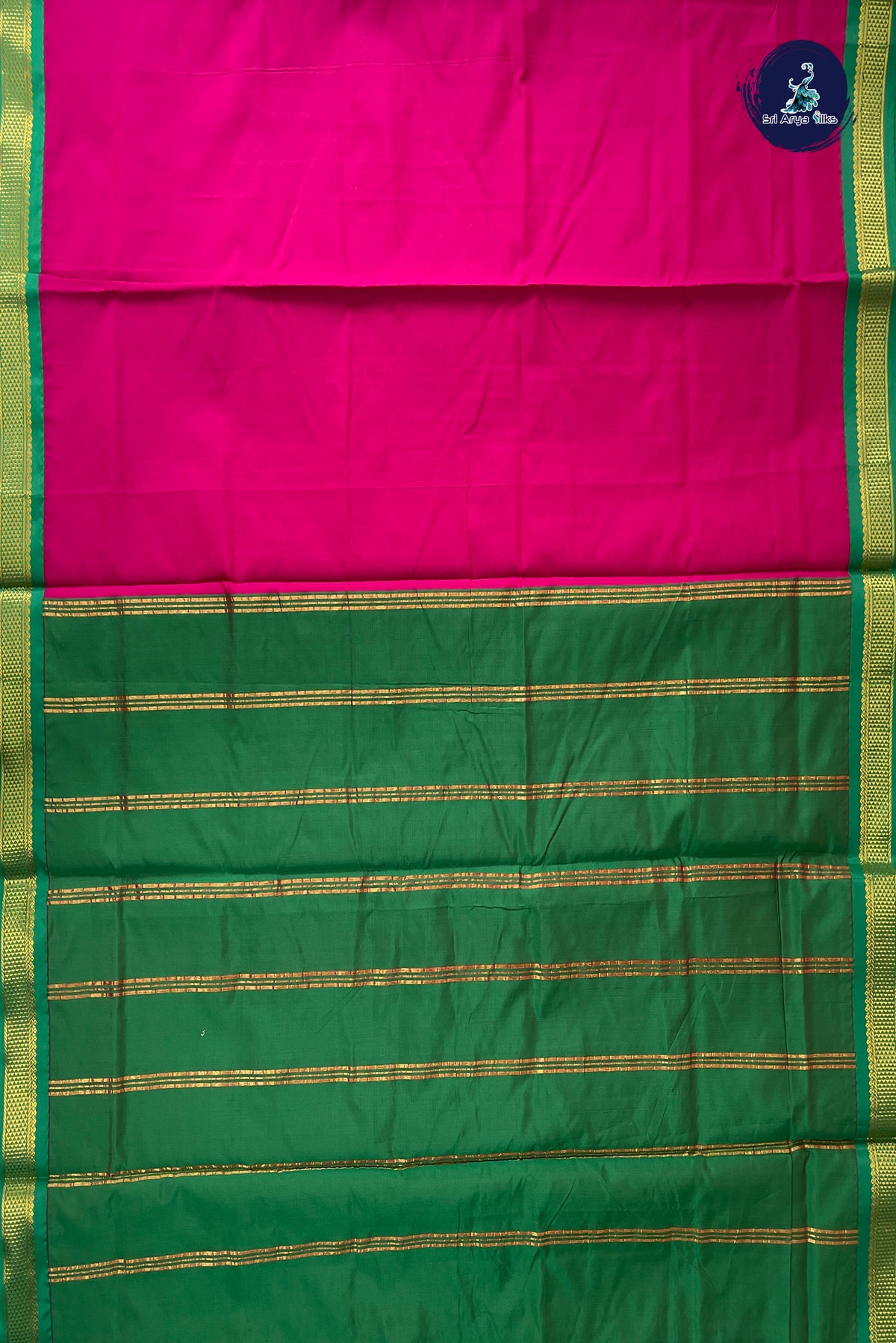 Dark Pink Madisar Semi Silk Saree With Plain Pattern