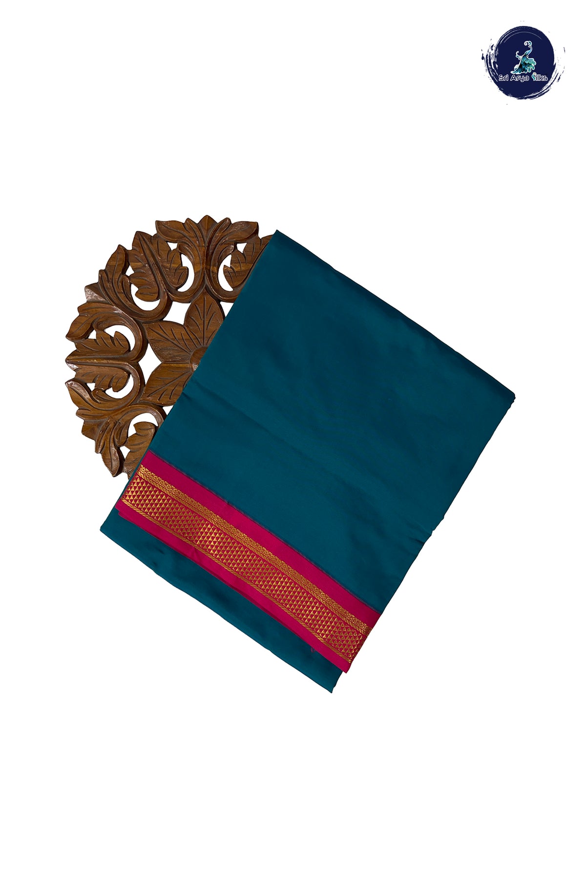 Teal Madisar Semi Silk Saree With Plain Pattern