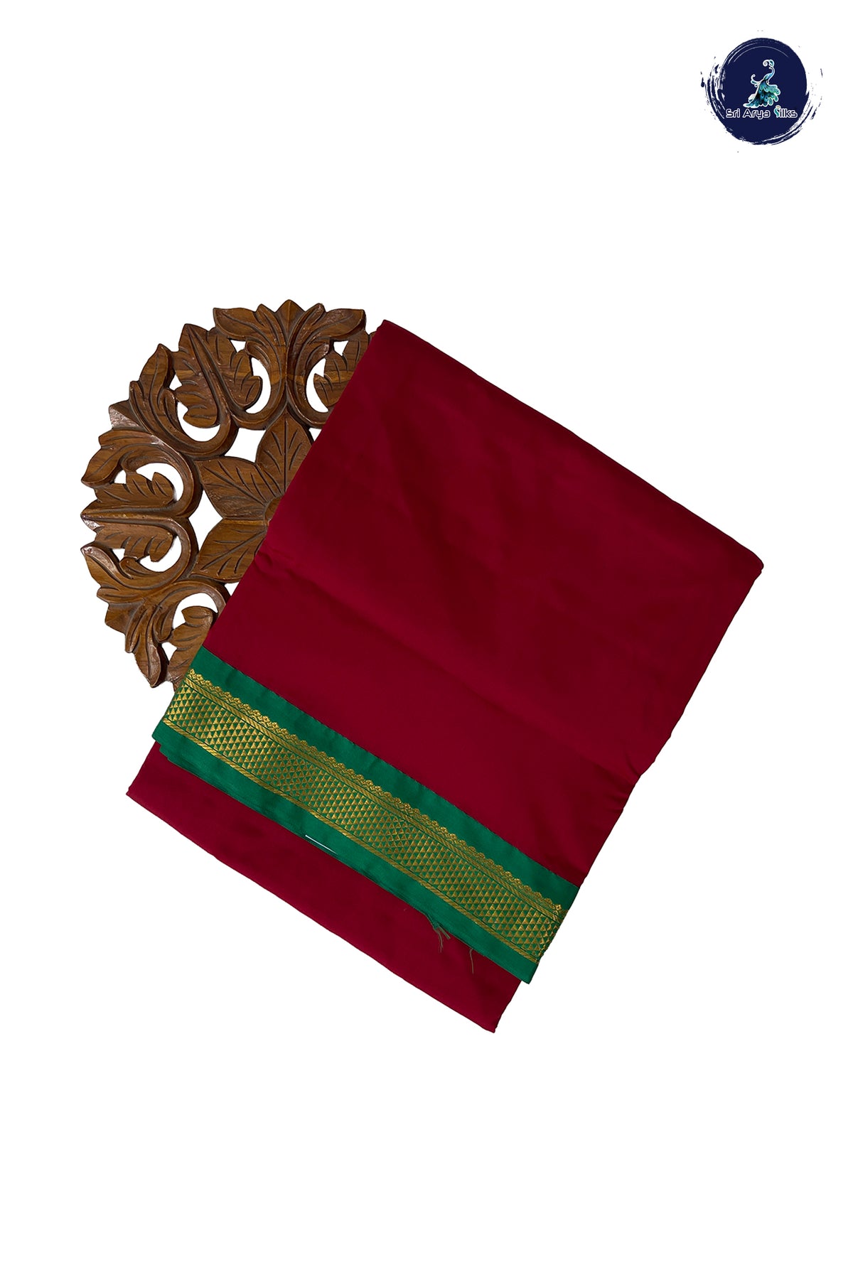 Maroon Madisar Semi Silk Saree With Plain Pattern