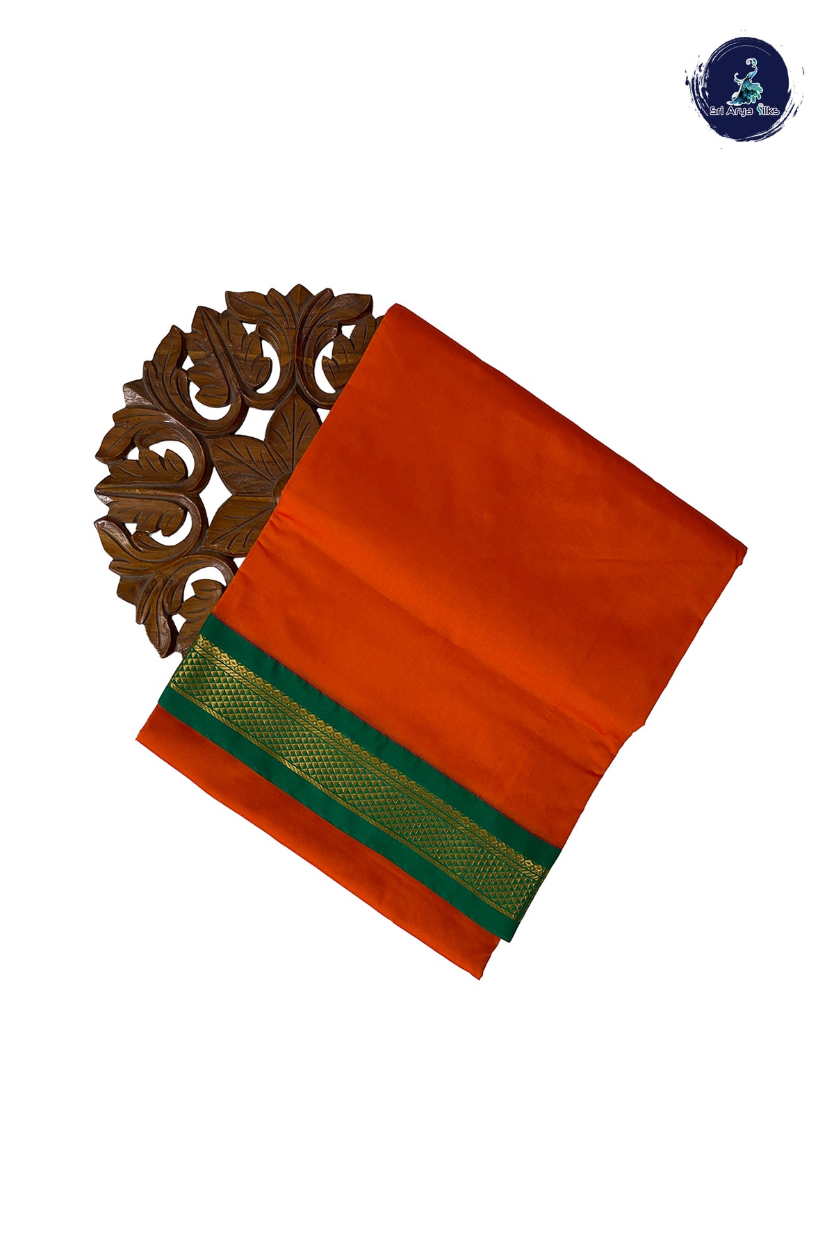 Orange Madisar Semi Silk Saree With Plain Pattern