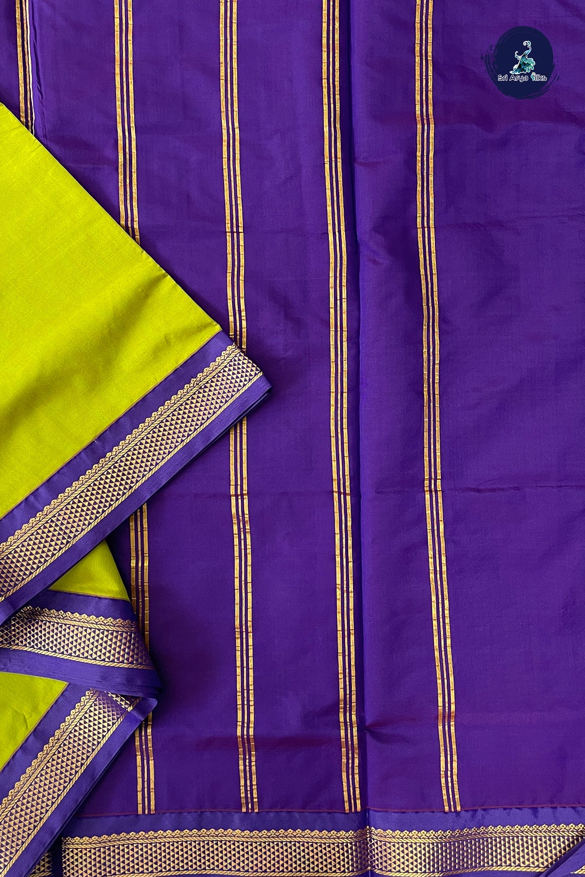 Light Green Madisar Semi Silk Saree With Plain Pattern