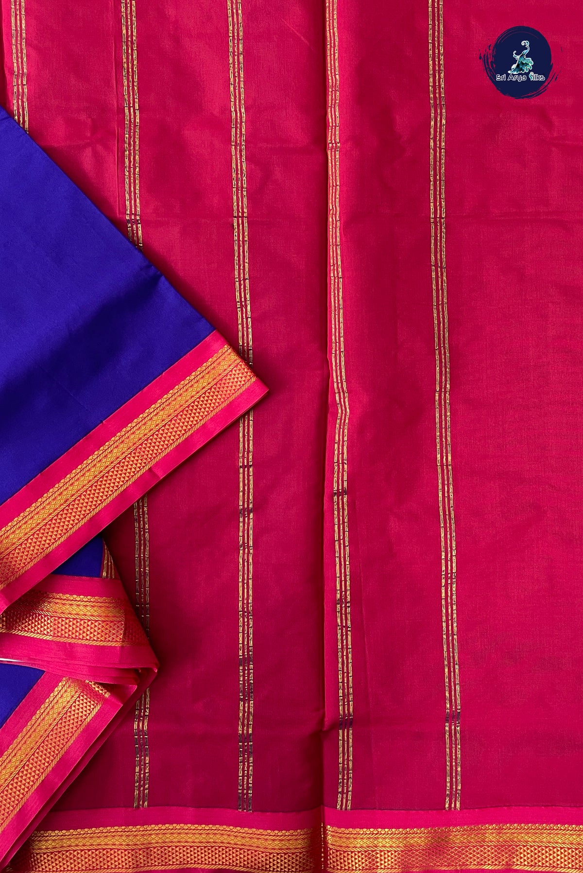 Violet Madisar Semi Silk Saree With Plain Pattern