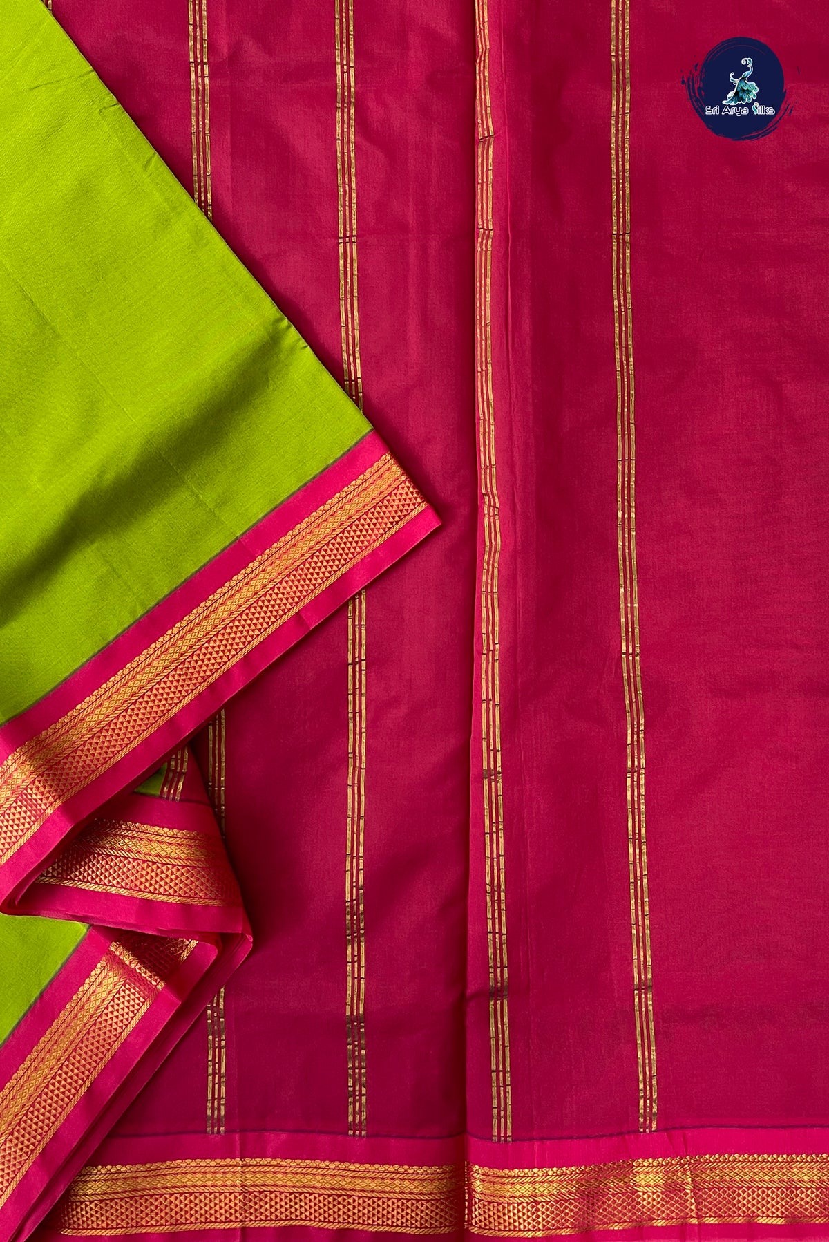 Light Green Madisar Semi Silk Saree With Plain Pattern