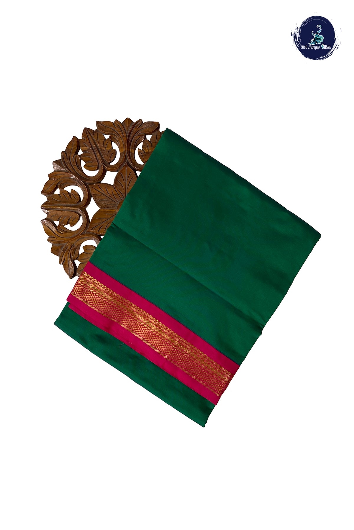 Green Madisar Semi Silk Saree With Plain Pattern