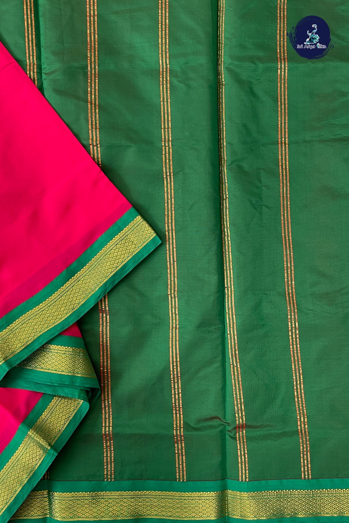 Pink Madisar Semi Silk Saree With Plain Pattern