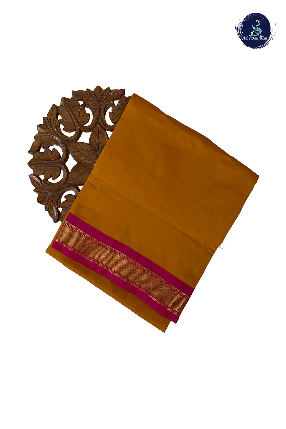 Mustard Yellow Madisar Semi Silk Saree With Plain Pattern