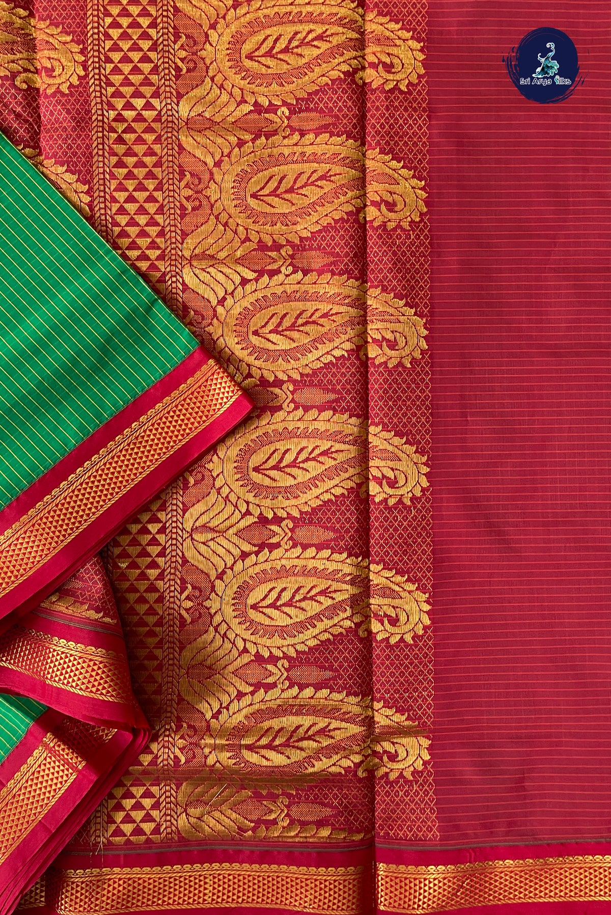 Green Madisar Semi Silk Saree With Checked Pattern