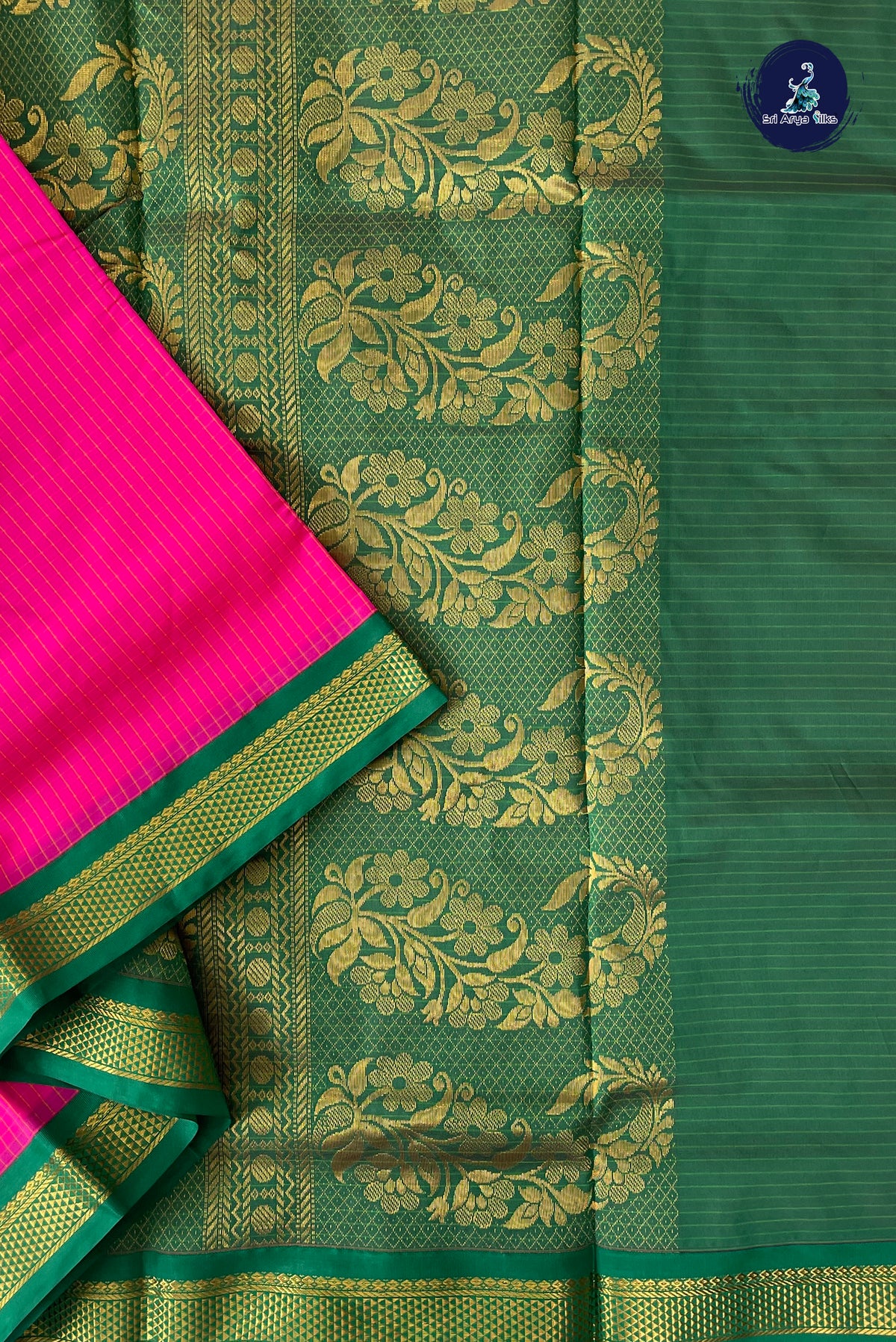 Pink Madisar Semi Silk Saree With Checked Pattern