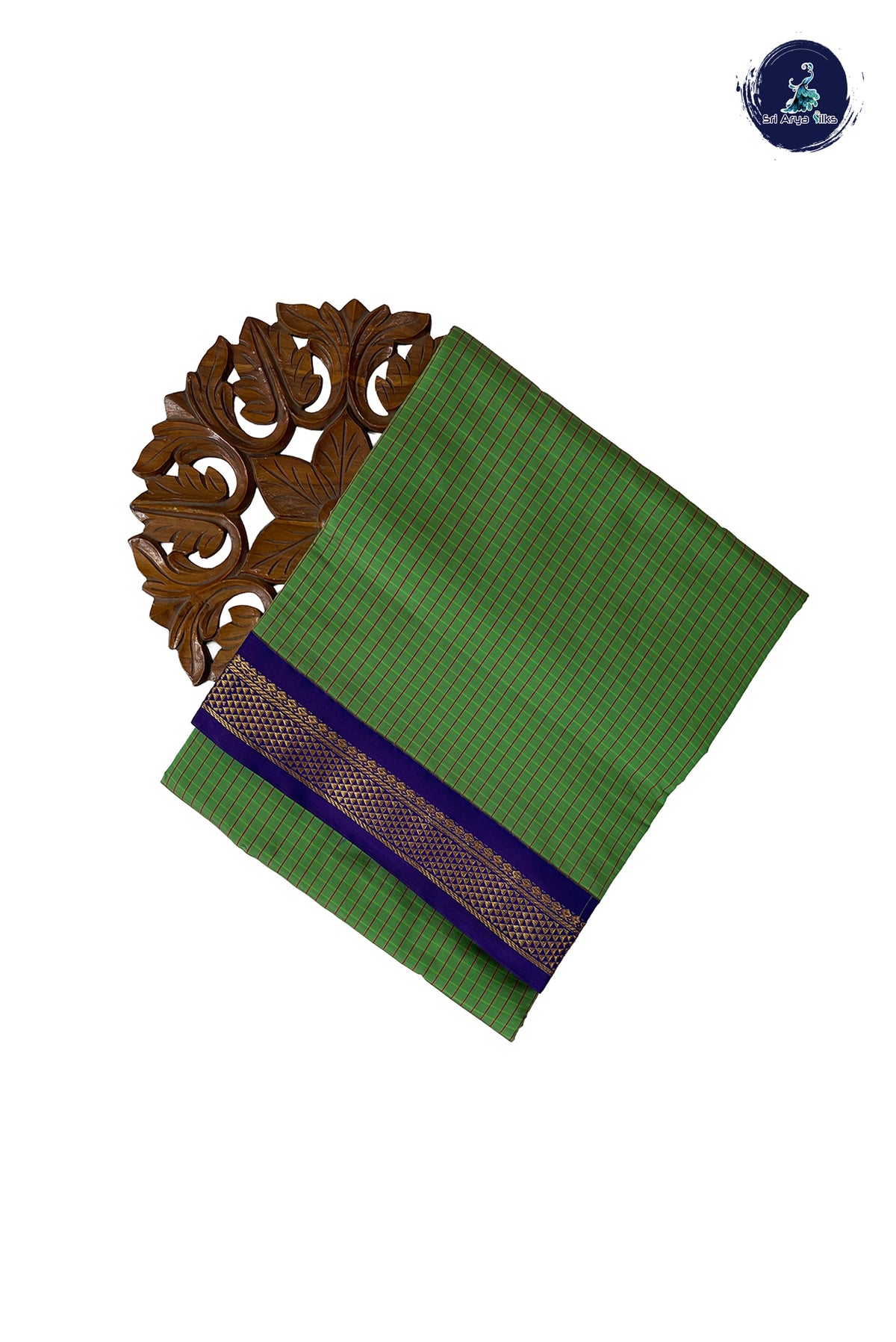 Green Madisar Semi Silk Saree With Checked Pattern