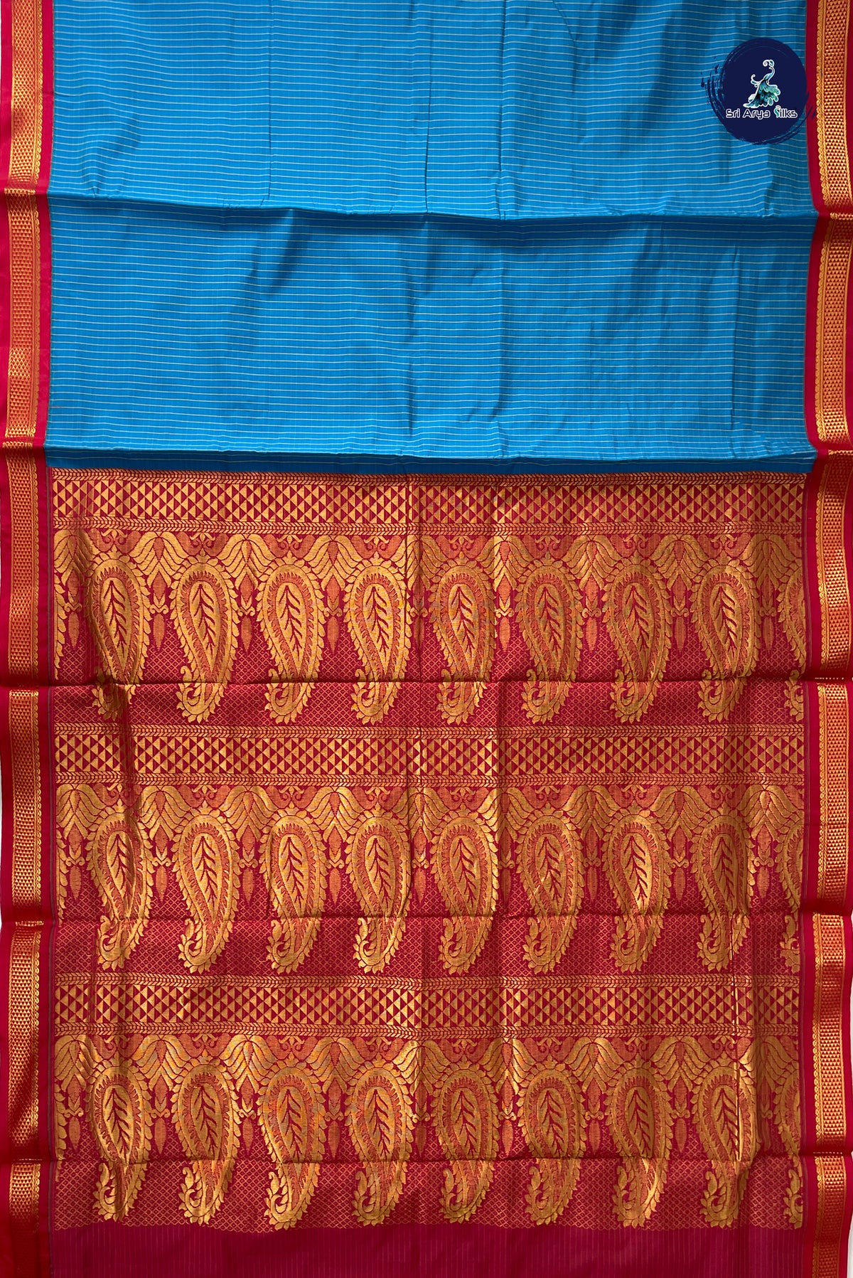 Blue Madisar Semi Silk Saree With Checked Pattern