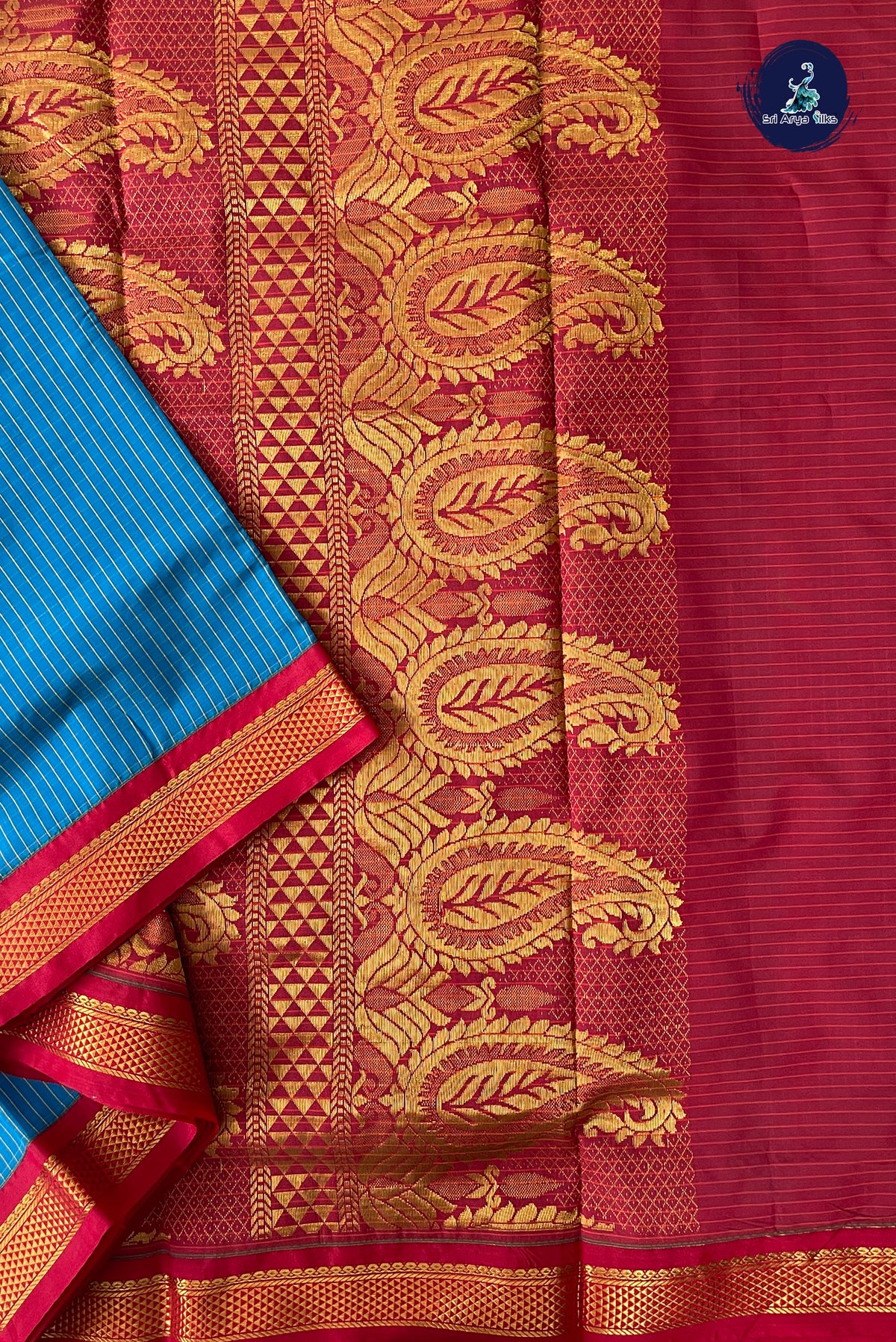 Blue Madisar Semi Silk Saree With Checked Pattern