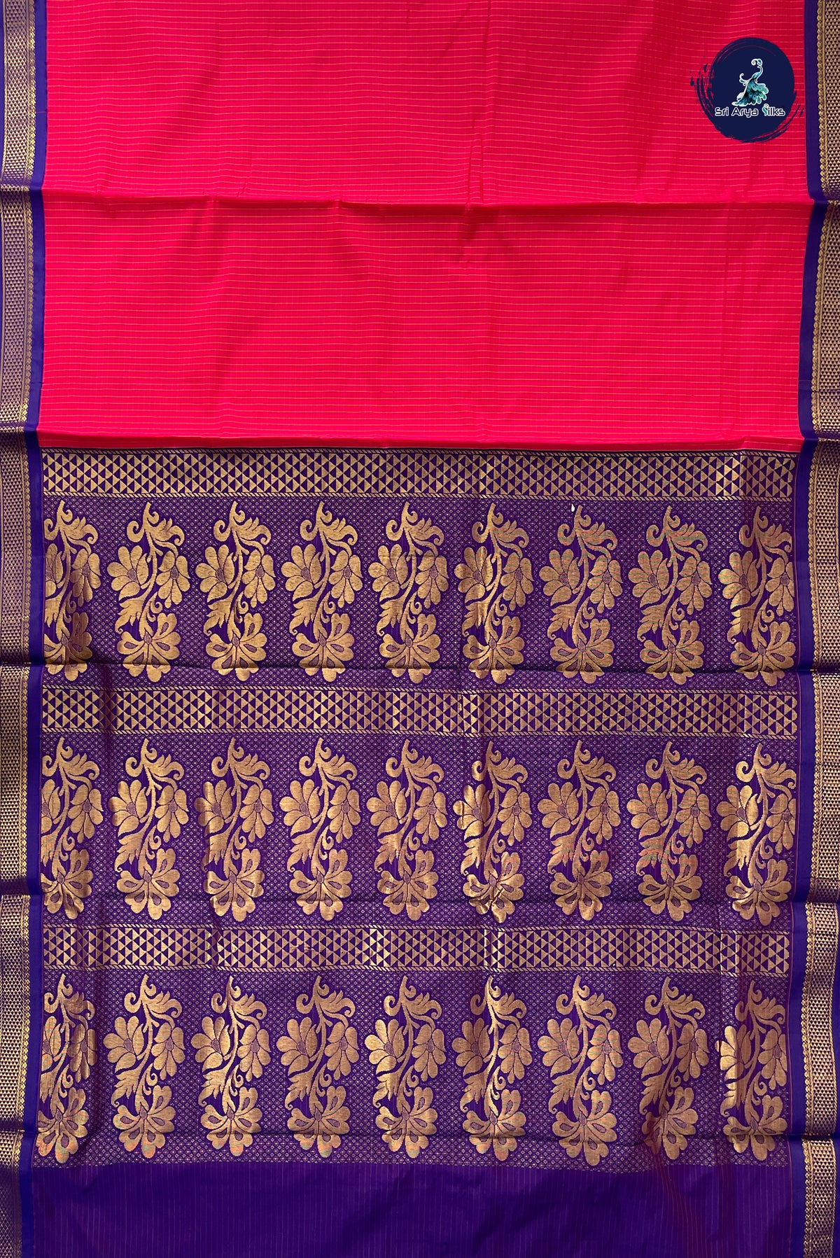 Pink Madisar Semi Silk Saree With Checked Pattern
