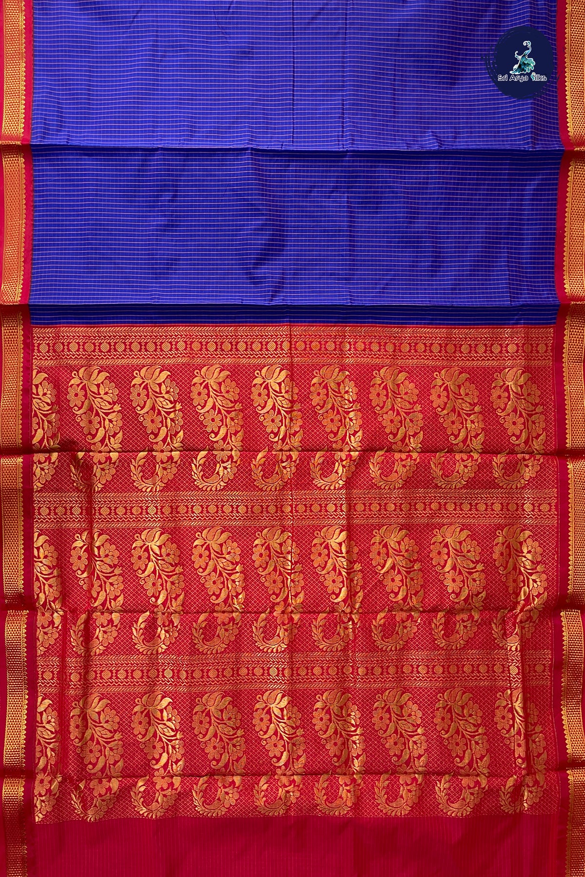 Violet Madisar Semi Silk Saree With Checked Pattern