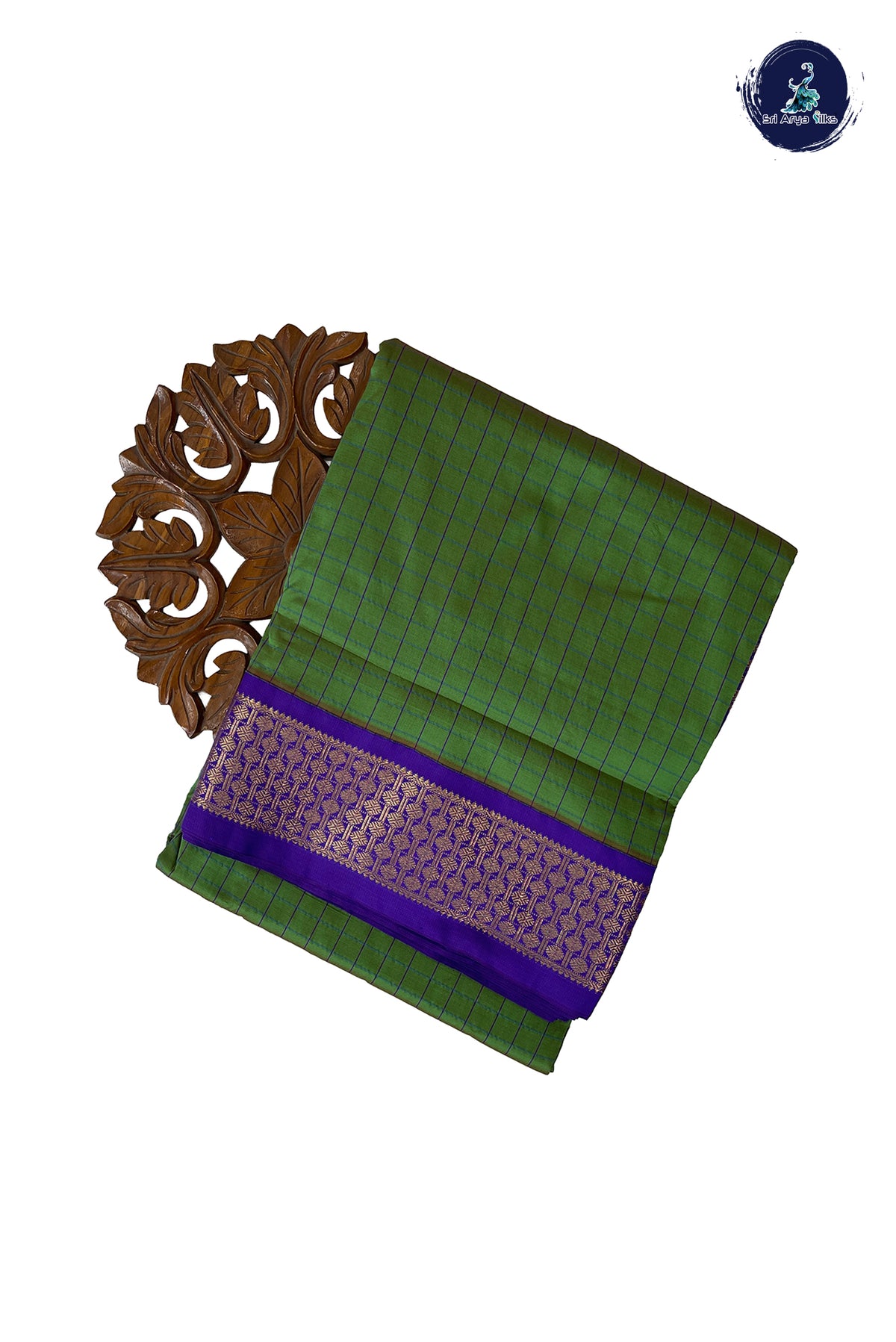 Green Madisar Semi Silk Saree With Checked Pattern