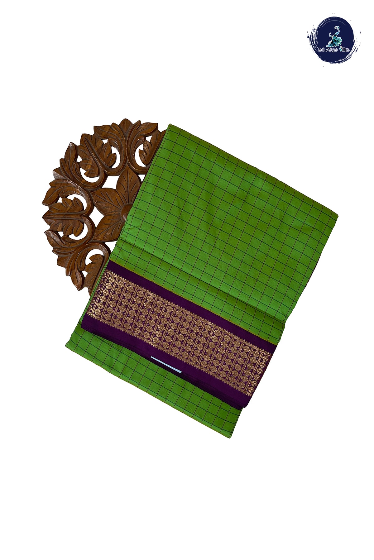 Green Madisar Semi Silk Saree With Checked Pattern