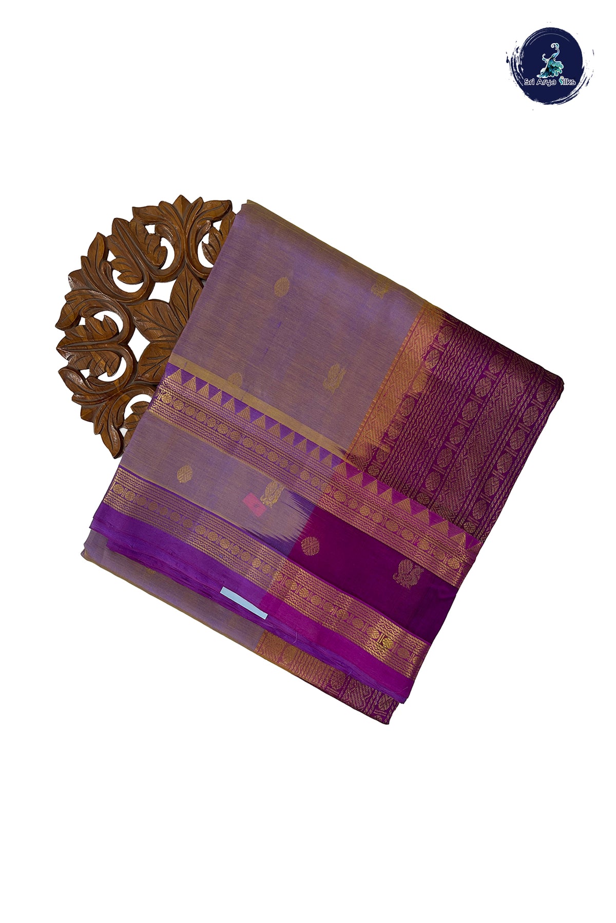 Lavender Madisar Silk Cotton Saree With Zari Buttas Pattern