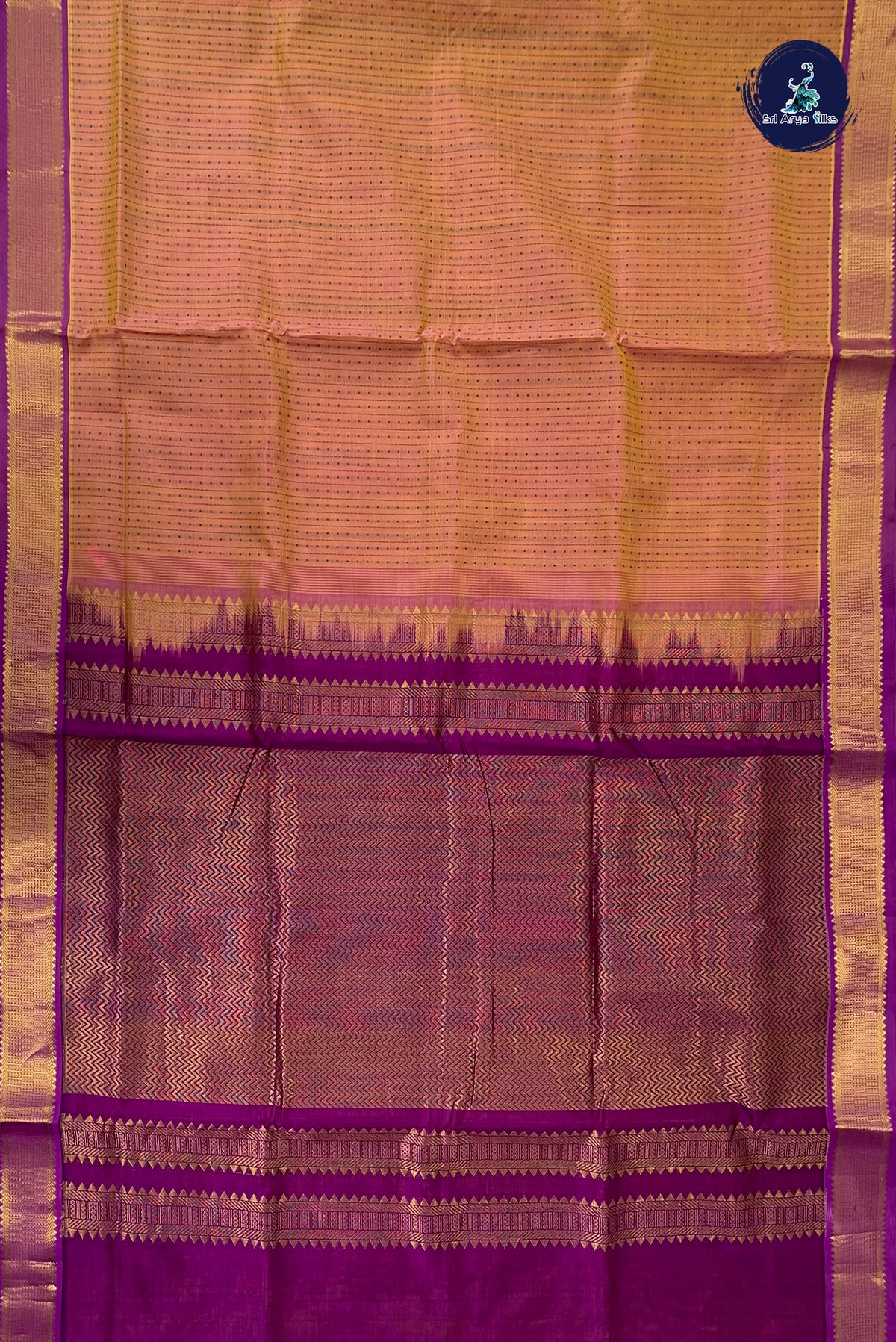 Dual Tone Pink Madisar Silk Cotton Saree With Laksha Deepam Design Pattern