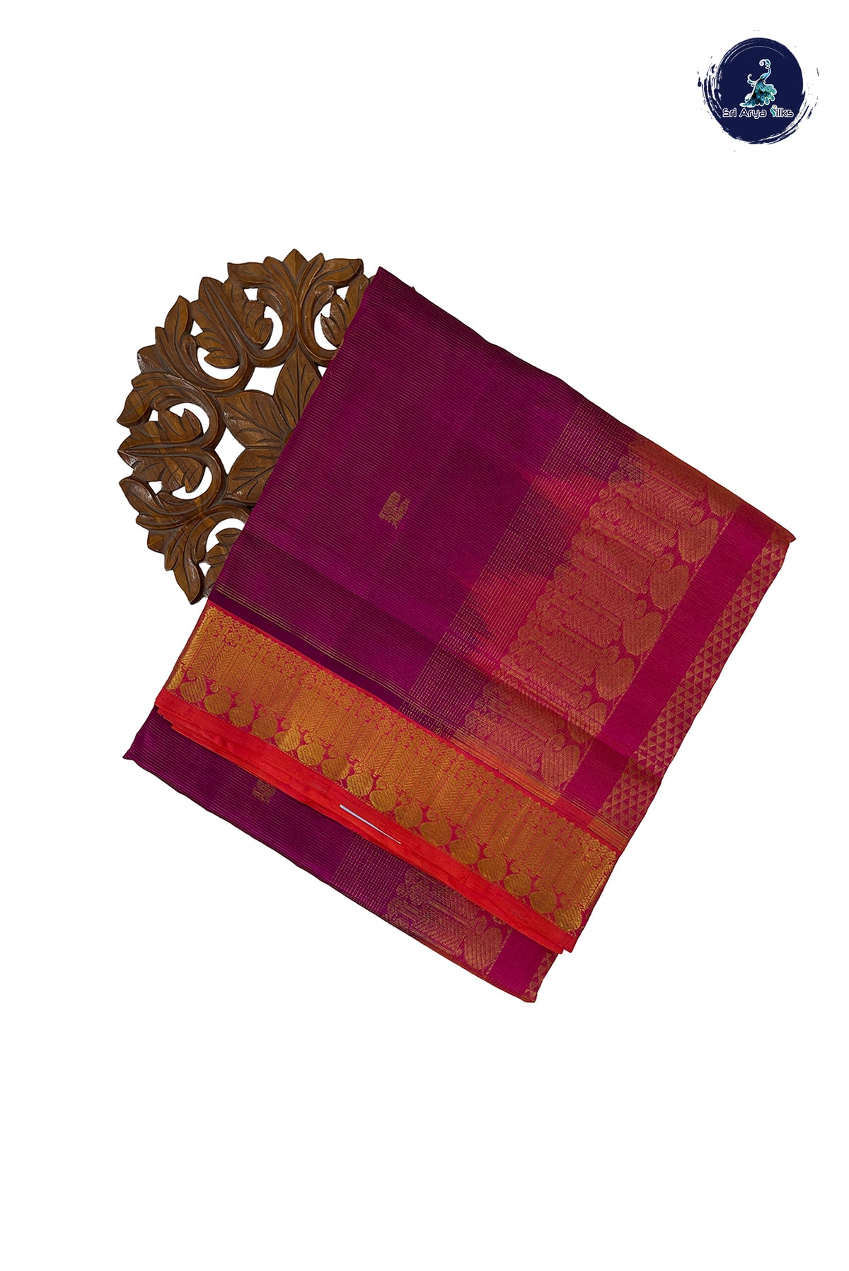 Magenta Madisar Silk Cotton Saree With Vaira Oosi Pattern