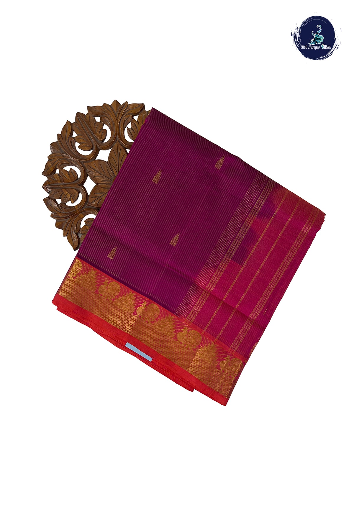 Magenta Purple Madisar Silk Cotton Saree With Vaira Oosi Pattern
