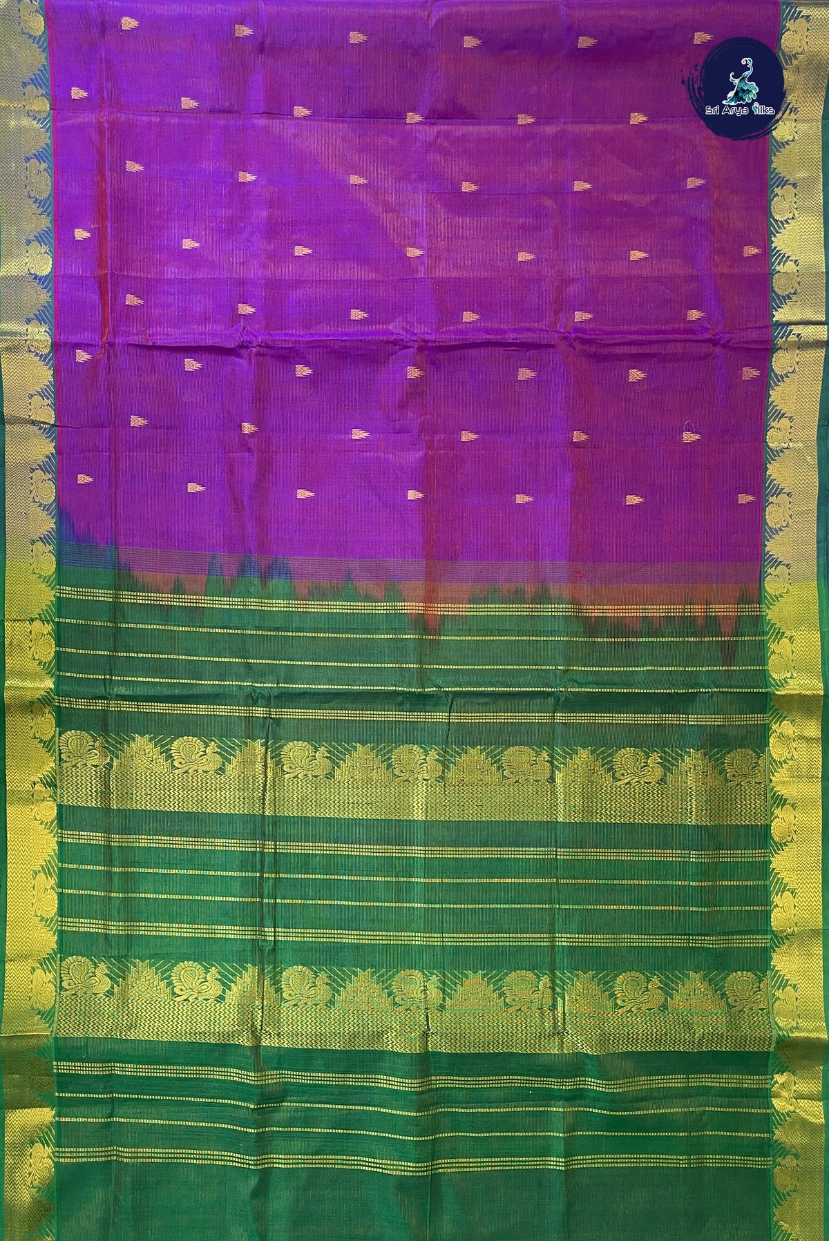 Dual Tone Purple Madisar Silk Cotton Saree With Vaira Oosi Pattern