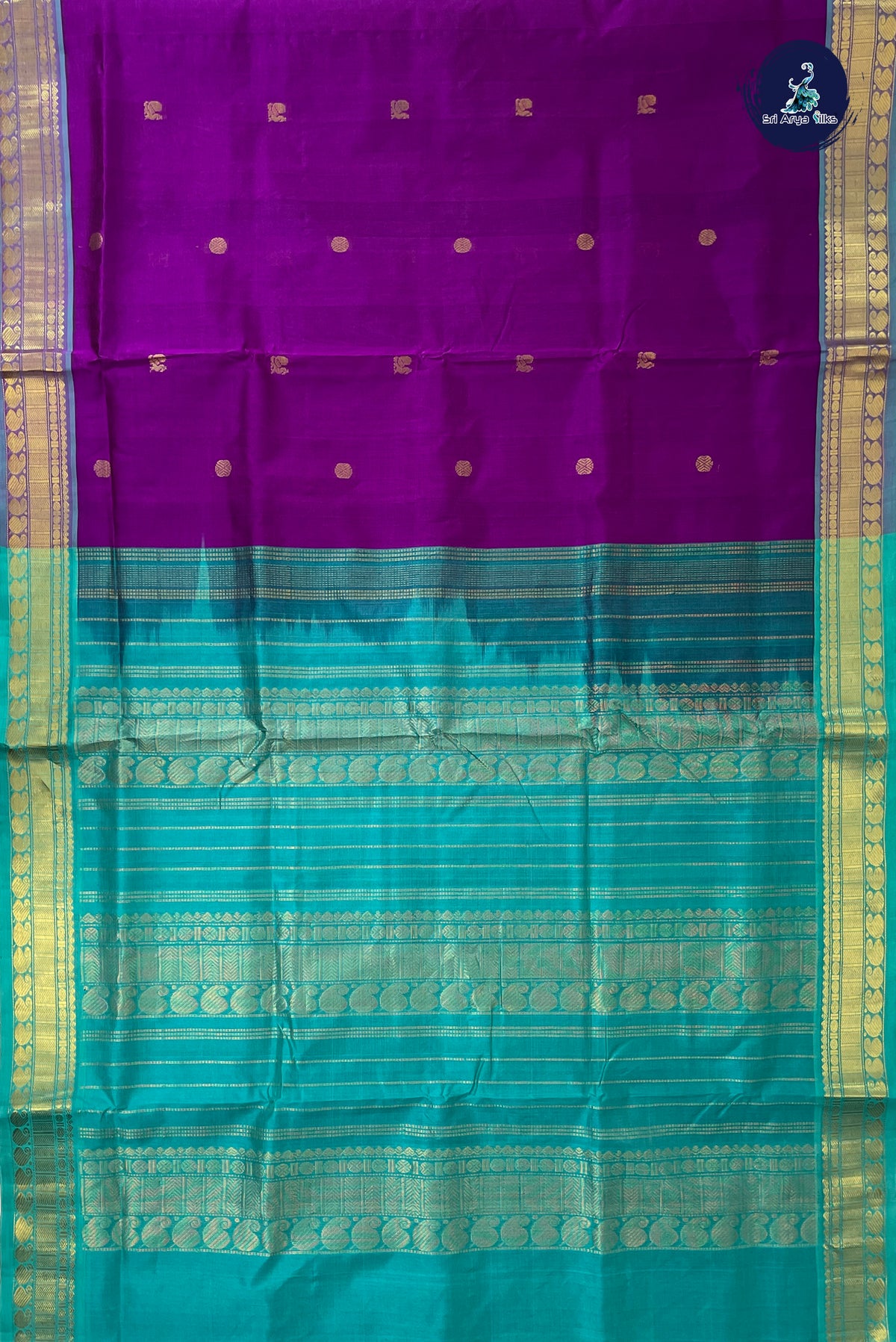 Purple Madisar Silk Cotton Saree With Zari Buttas Pattern